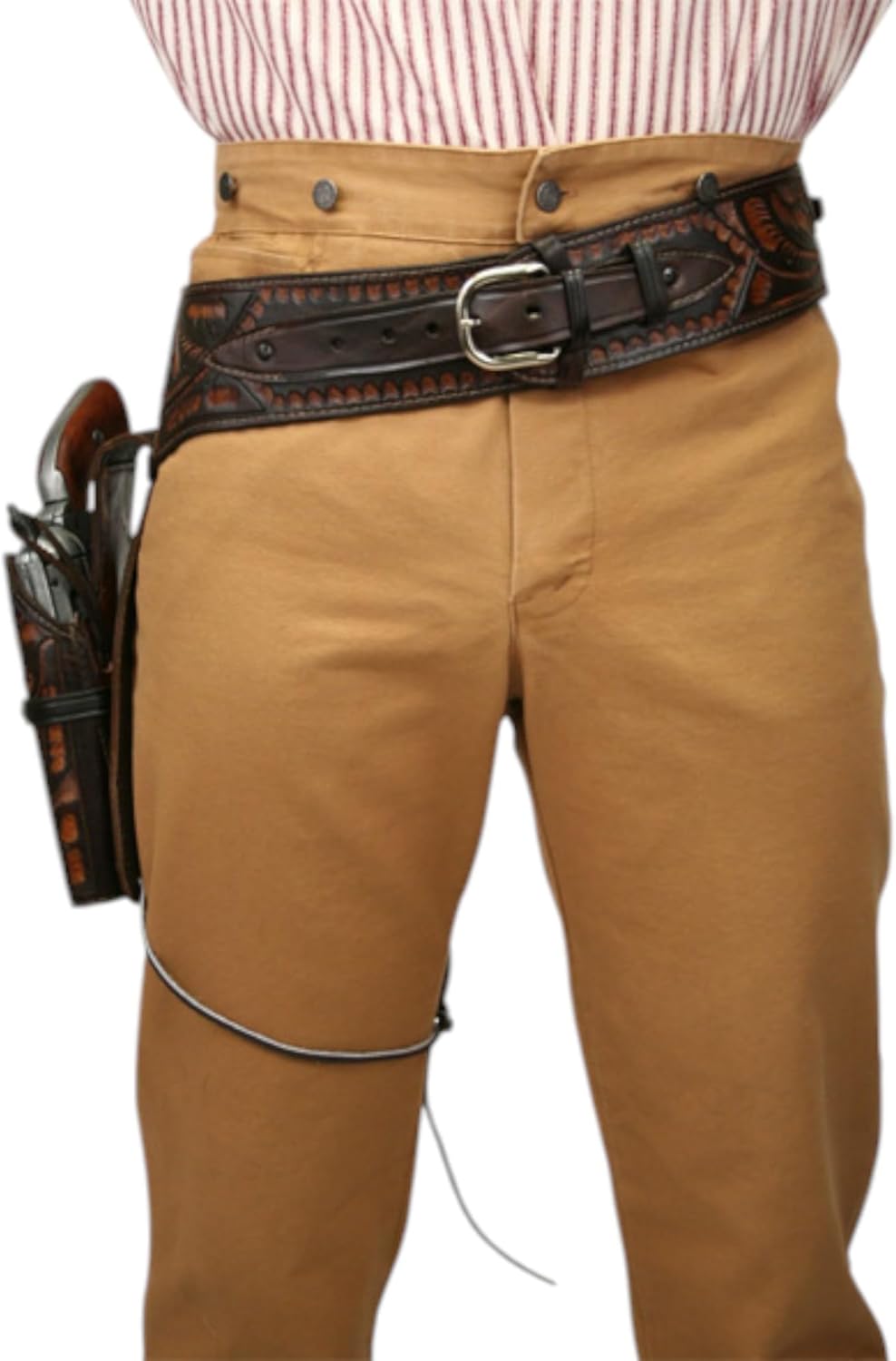 .44/.45 Cal Western Gun Holster with Belt – Full Grain Leather Cowboy Rig – Fits Heritage Rough Rider, Wrangler, Colt SAA, Vaquero – Fits 4" to 6.5" Barrel Revolvers