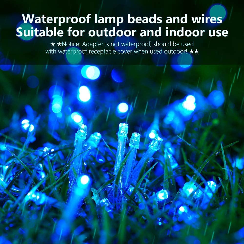 Ghirlanda luminosa, 50 m/500 LED, impermeabile, per interni ed esterni, 8 modalità, ghirlanda luminosa, per Natale, matrimonio, festa, club, giardino, finestra, parete (blu)