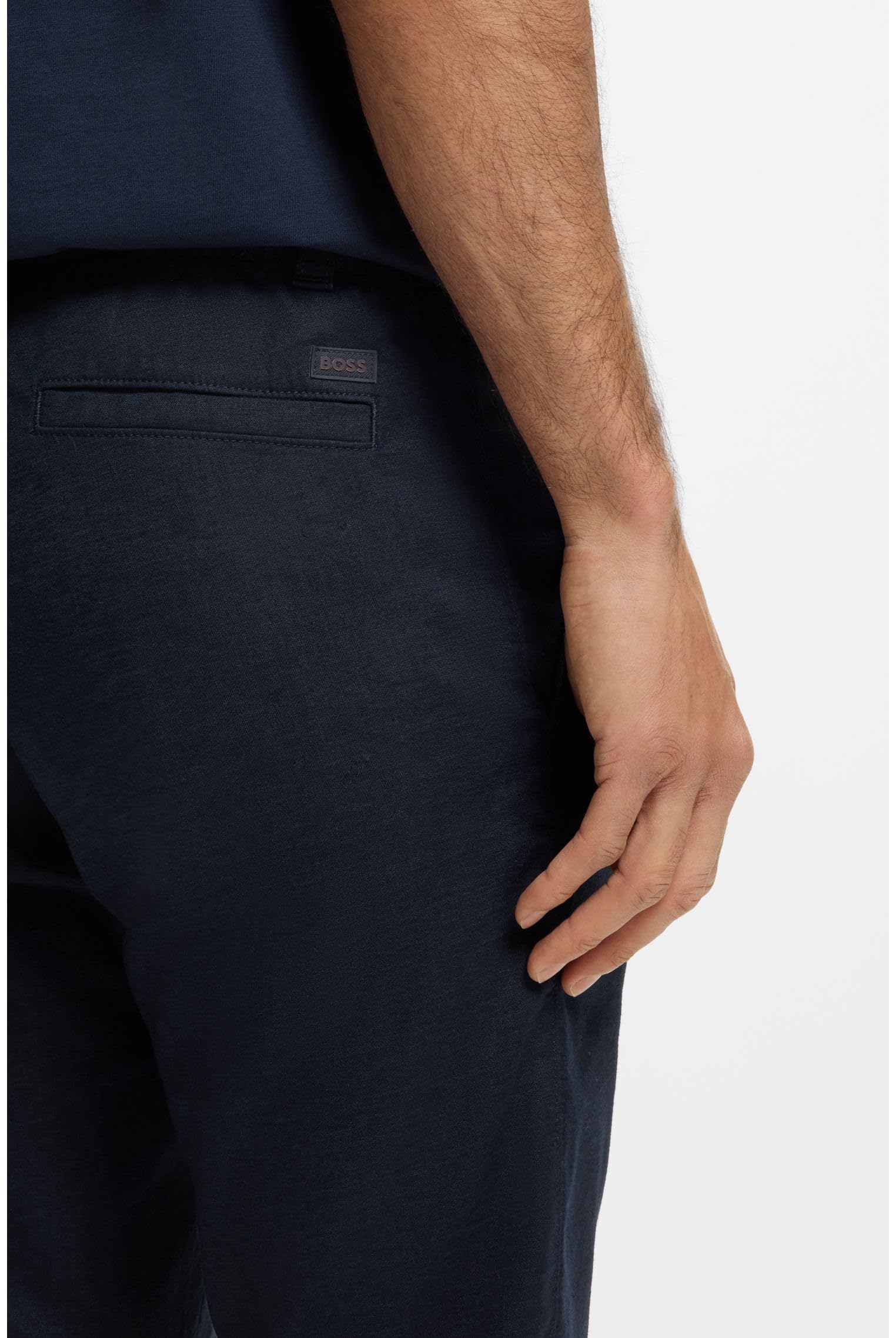 BOSS Hose Aus Leinen-Mix Mit Logo-Detail