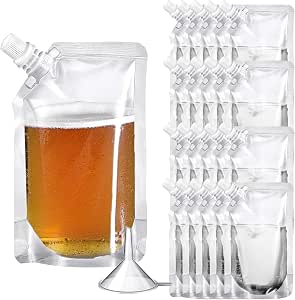 Frunsse Reusable Plastic Drink Flasks - 6.8OZ, Pack Of 10 With Funnels, Leak-Proof For Alcohol, Outdoor, Travel