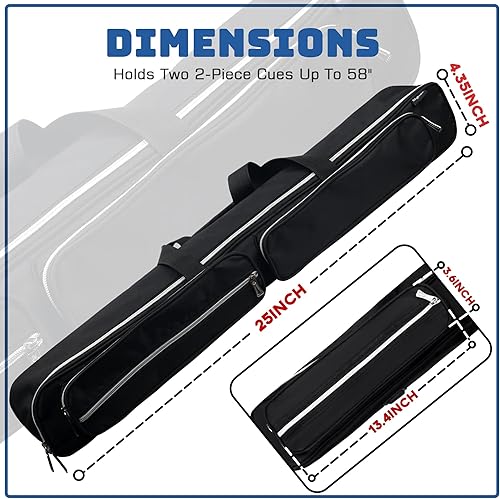 Miniatura 7 de 2x2 Pool Cue Case, Heavy Duty Oxford Wear-Resistant Soft Billiard Cue Stick Case Bag with Adjustable Shoulder Strap, Pool Stick Case for 2 Sticks 2