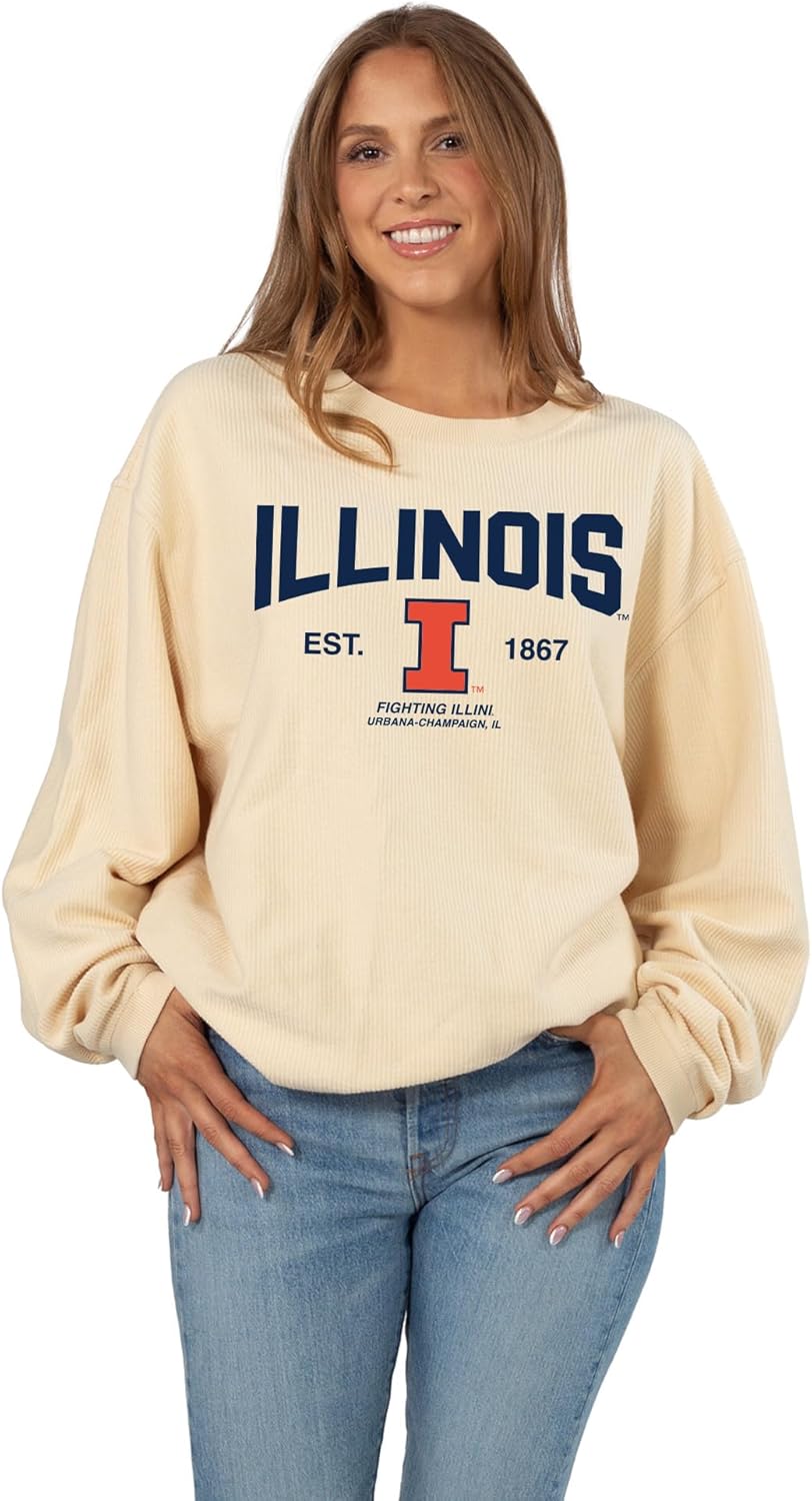 chicka-d NCAA womens Corded Crew Pullover Sweatshirt