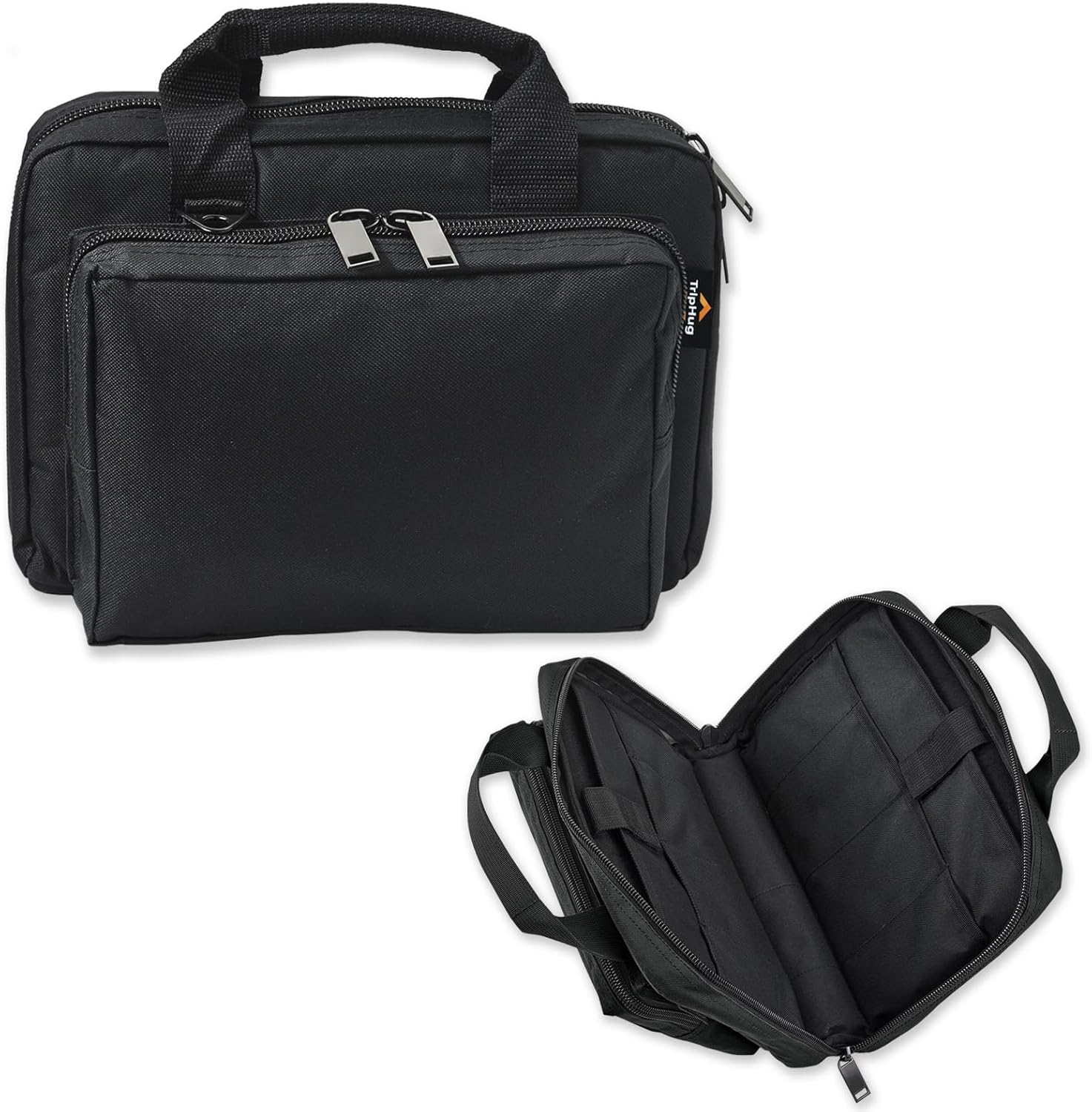 Small Soft Pistol Case, Range Bag, Tactical 1~2 Pistol Bag Firearm Shooting Case with Lockable Zipper for Shooting Range Outdoor Hunting, Heavy Duty Fabric, Shoulder Strap Included