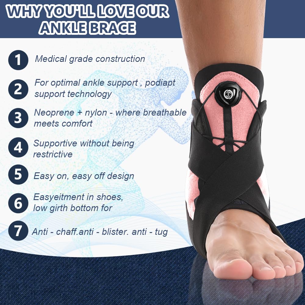 Ankle Brace for youth, Adjustable straps, strong Velcro, protect ankles, for basketball, football, volleyball, running, for left & right, Men US 8, Women US 9.5(Pink) (M)