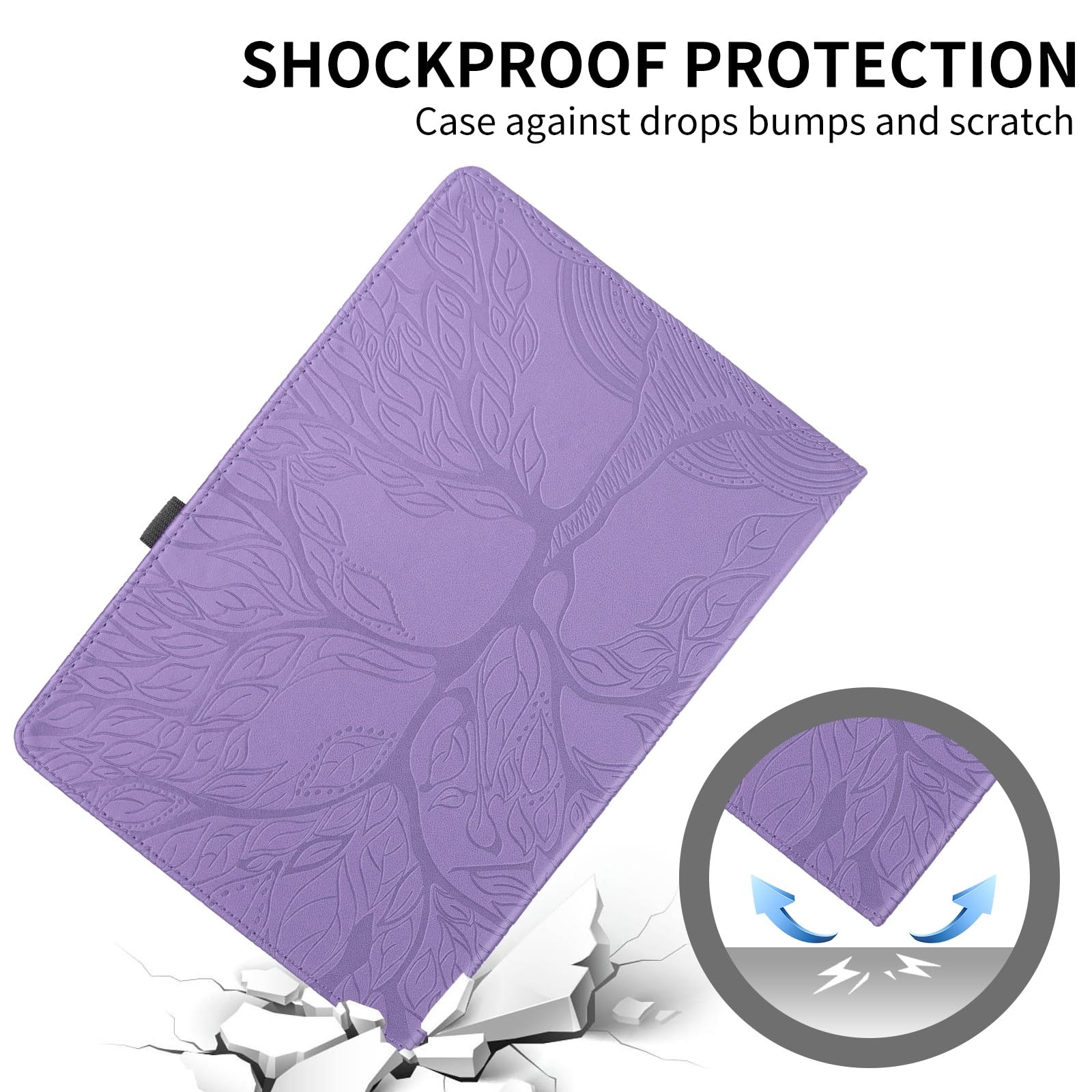 Custodia protettiva per tablet PC compatibile con Kindle Fire HD 8 (7a/8a generazione, versione 2016/2017/2018), custodia per tablet con supporto girevole a 360 gradi, custodia pieghevole per tablet