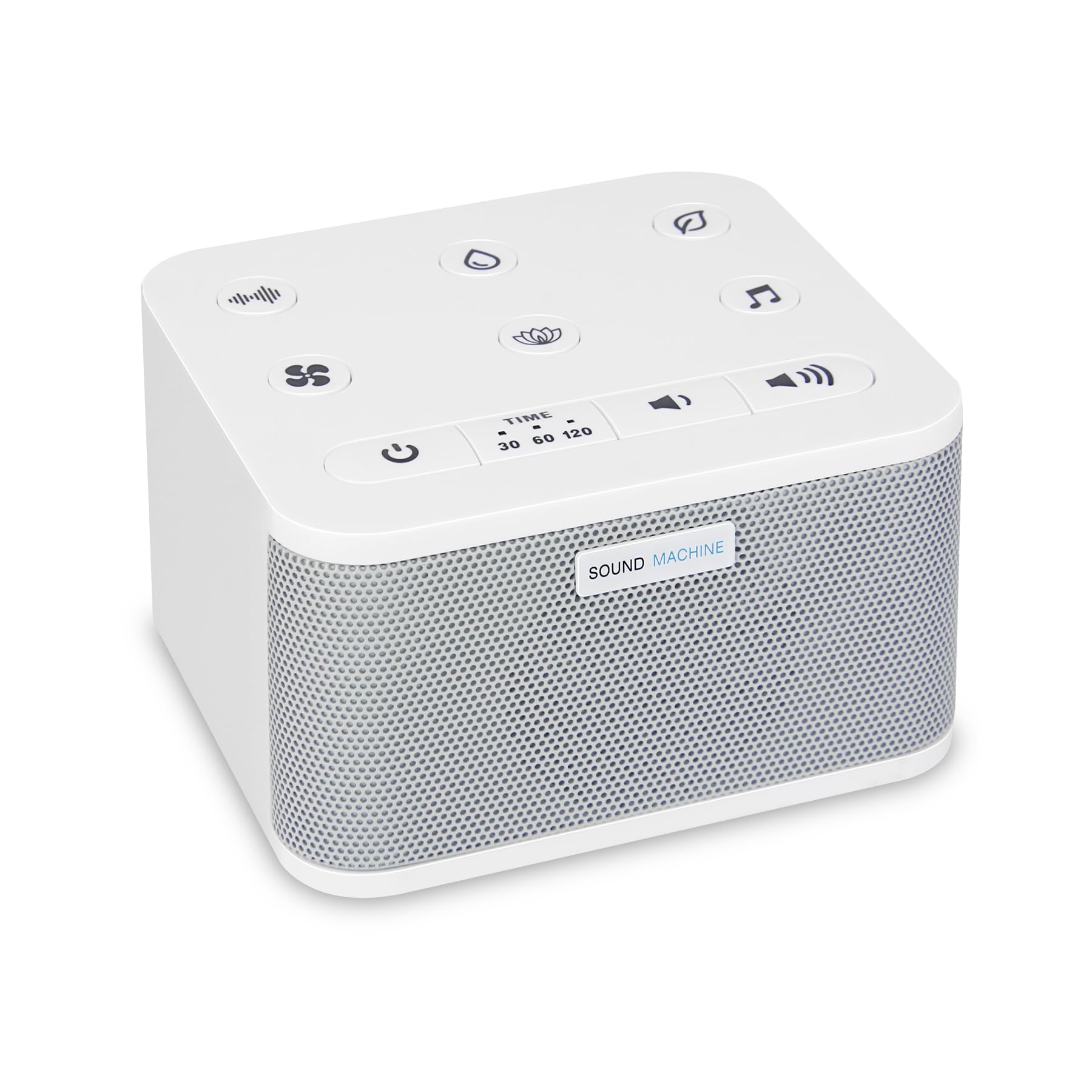 BIGMONAT White Noise Sleep Aid with 45 Natural Soothing Sounds and AC Adapter, with Memory and Timing Functions to Improve Insomnia - White White-B