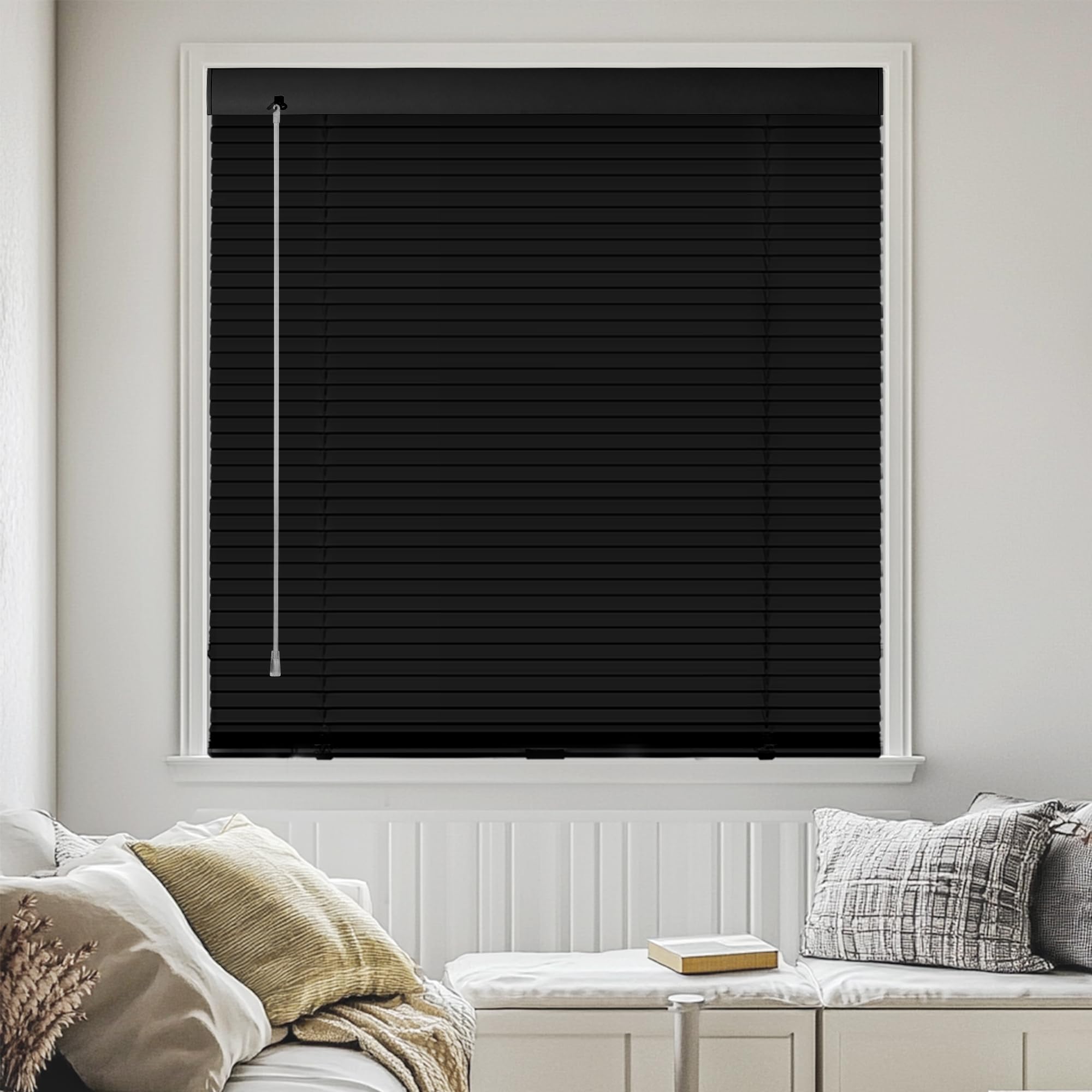 MoDanCeQ 1-inch Cordless Mini Blinds for Windows Metal Aluminium Venetian Blinds Blackout Shades Horizontal Shades for Interior Door Windows,Home,