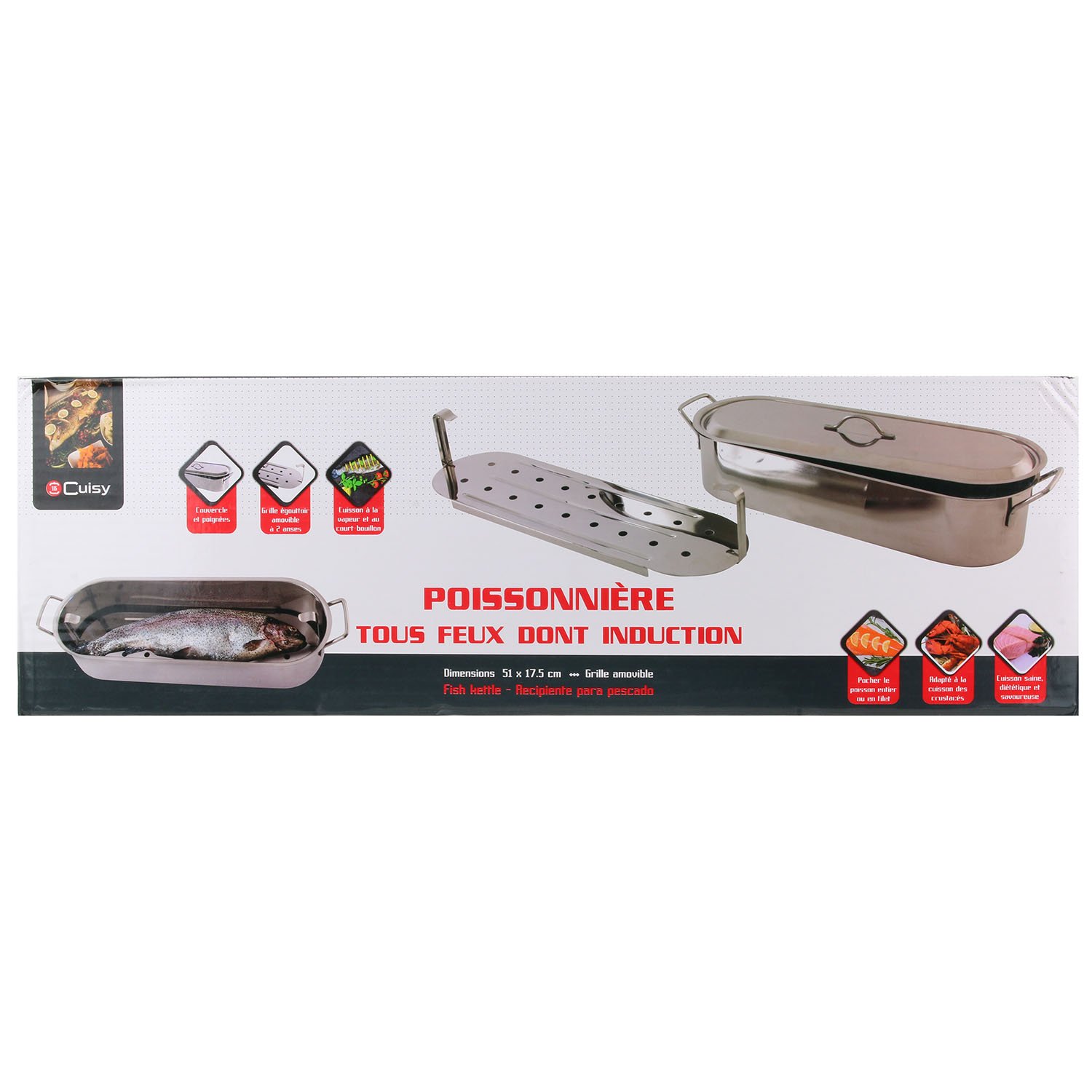 CUISY KC2398 Poissonière, INOX, Argent, 51 cm, 57 x 18.40 x 13 cm