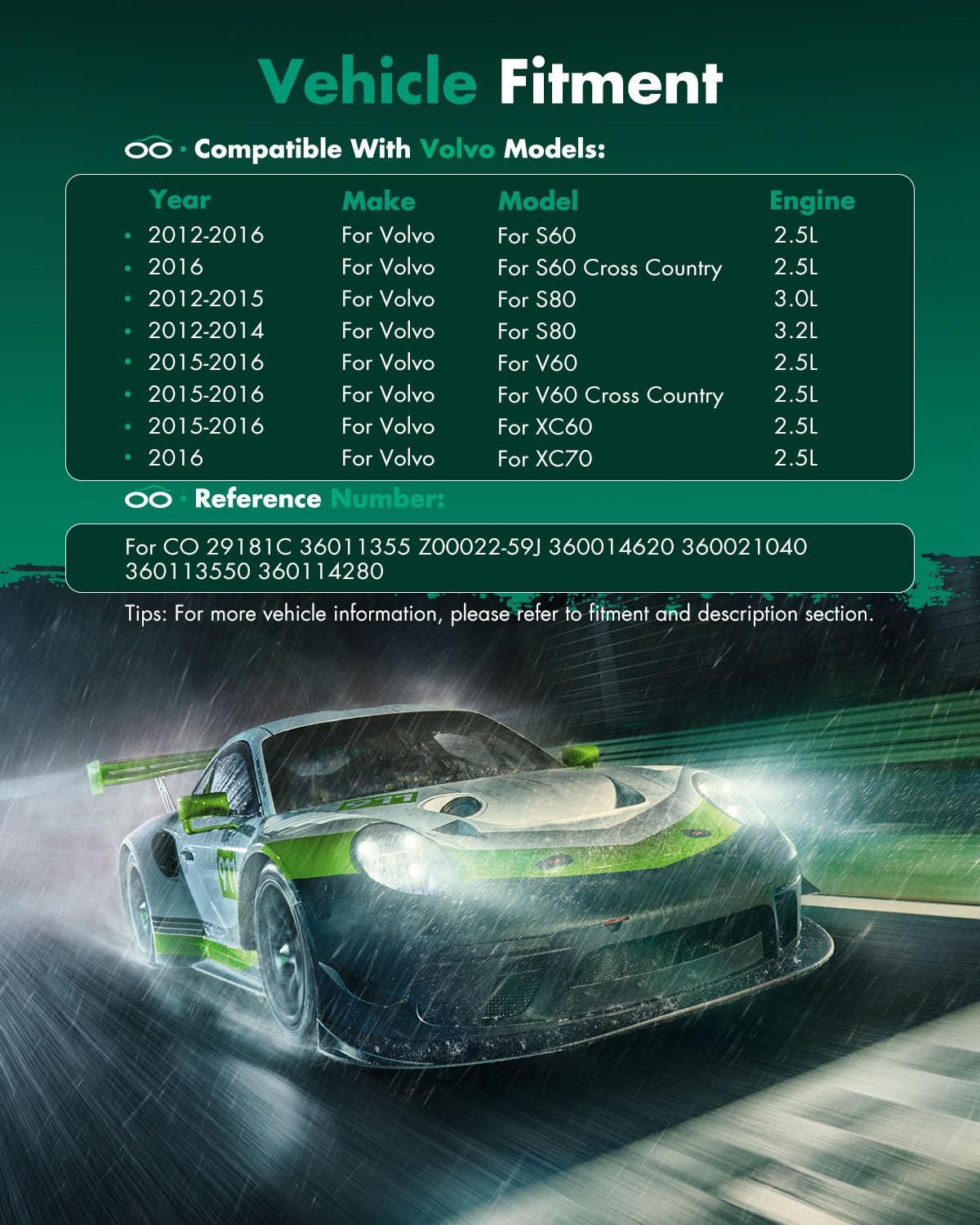 SCITOO AC Compressor fit for Volvo S60 2.5L 2012-2016, Air Conditioning Compressor fit for Volvo V60 2.5L 2015-2016, for Volvo XC70 2.5L 2016 CO 29181C 36011355 360014620 360114280