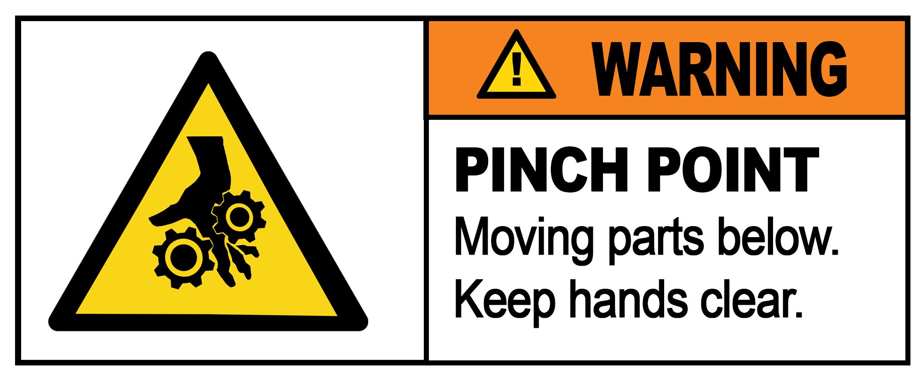Party Decor Warning - Pinch Point - Warning Sign Removable Self Adhesive Label - 100Mm X 148Mm - Pack Of 4
