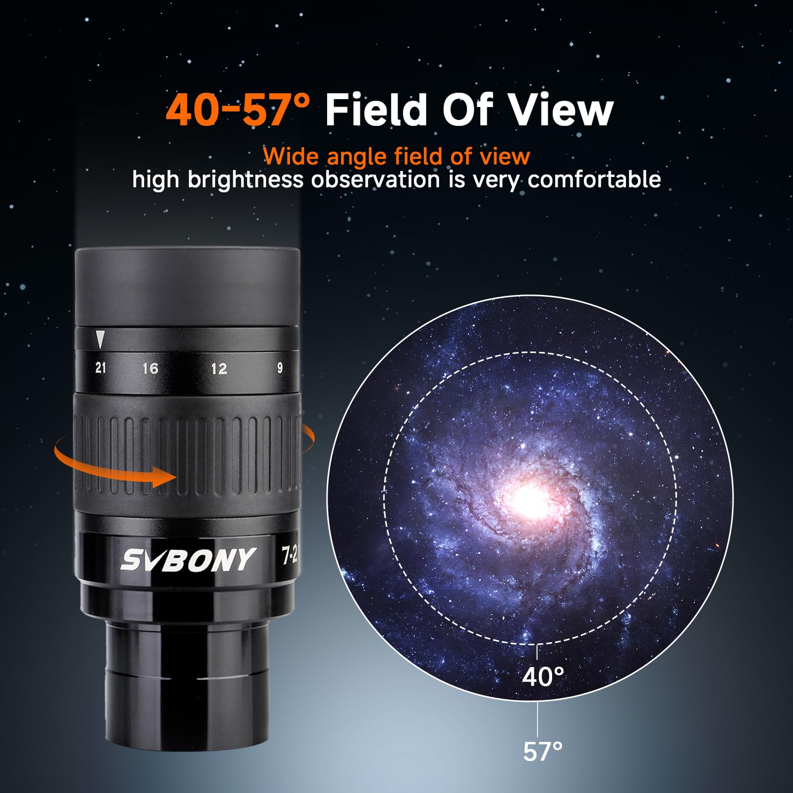 SVBONY SV135 Oculaire Zoom avec Miroir diélectrique SV188P Diagonal, 3,25 cm, Zoom 7 à 21 mm, 6 éléments 4 Groupes Télescope Accessoires pour télescopes astronomiques visuels