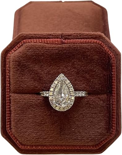 Caja de anillos de compromiso de alta calidad 1 ranura cuadrada octágono de boda joyero de terciopelo vintage para compromiso y ceremonia de boda