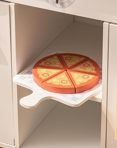 Miniatura 9 de ROBOTIME Juego de cocina para niños, juego de cocina de madera con juego de alimentos de juguete de corte, tostadora y juegos de jardinería para