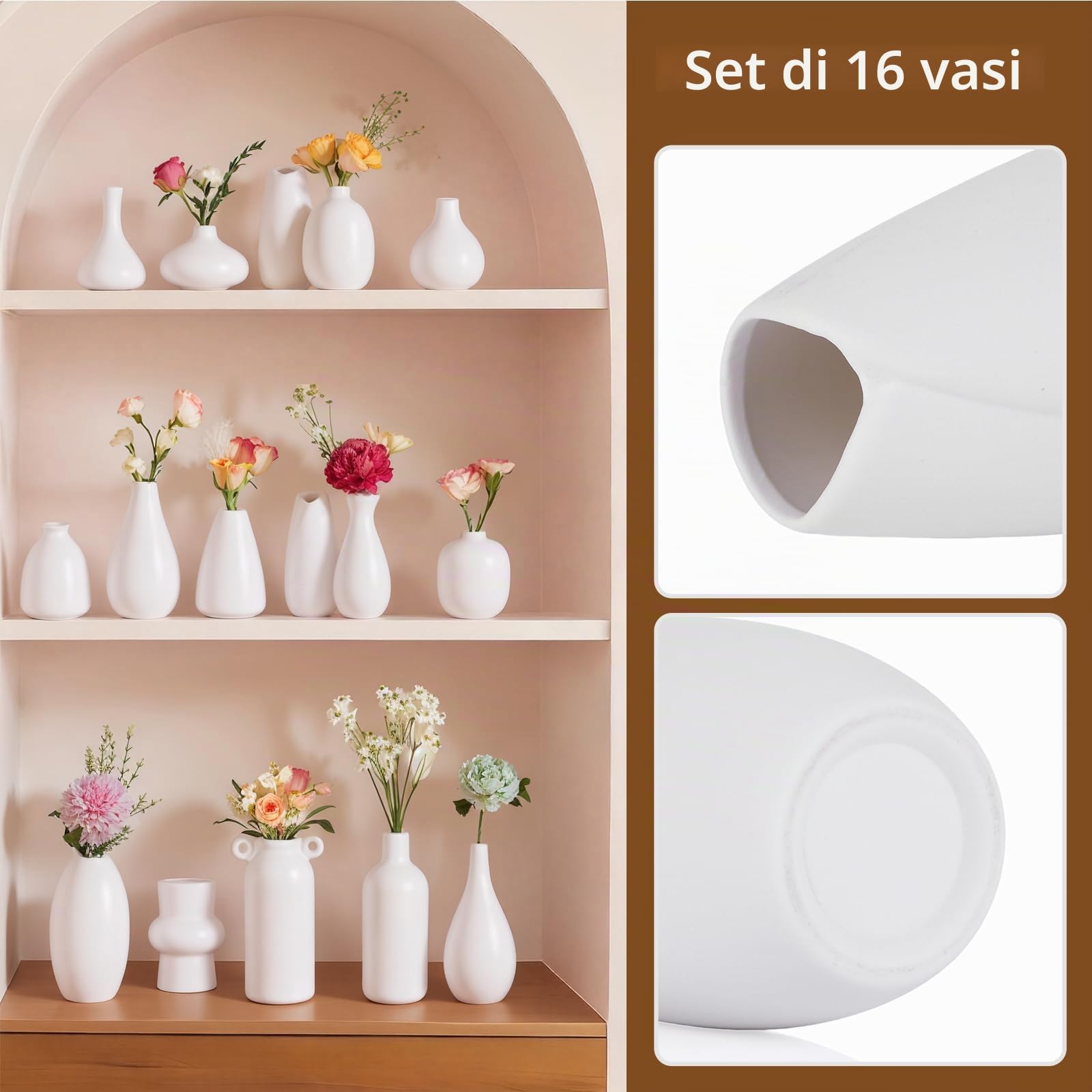 Set di 16 vasi in ceramica bianca, moderni vasi da fiori bohémien, per decorazioni domestiche, piccoli vasi per pittura fai da te, centrotavola per feste, matrimoni, erba della pampa