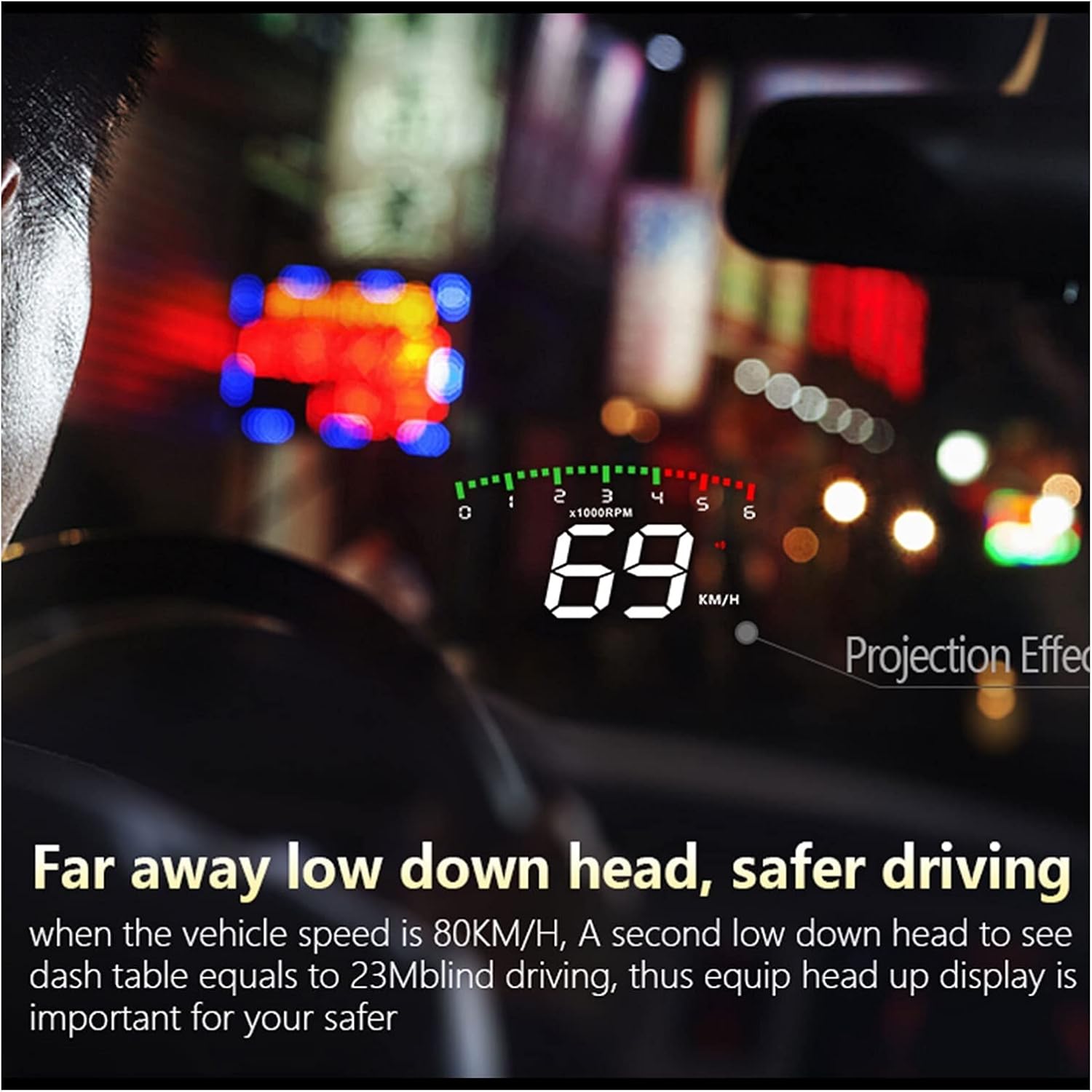 5 Level Brightness Adjustment Car Head-Up Display Dashboard OBD2 HUD Car Speed Projector RPM Temperature Over-time Driving Alarm
