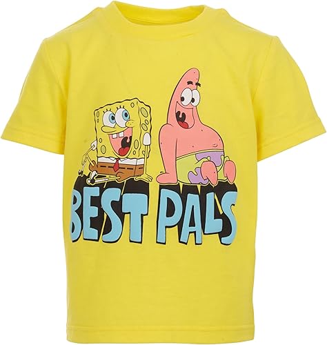 Miniatura 2 de Nickelodeon Paquete de 3 camisetas gráficas de manga corta con estampado de Bob Esponja, Amarillo, turquesa, rosa