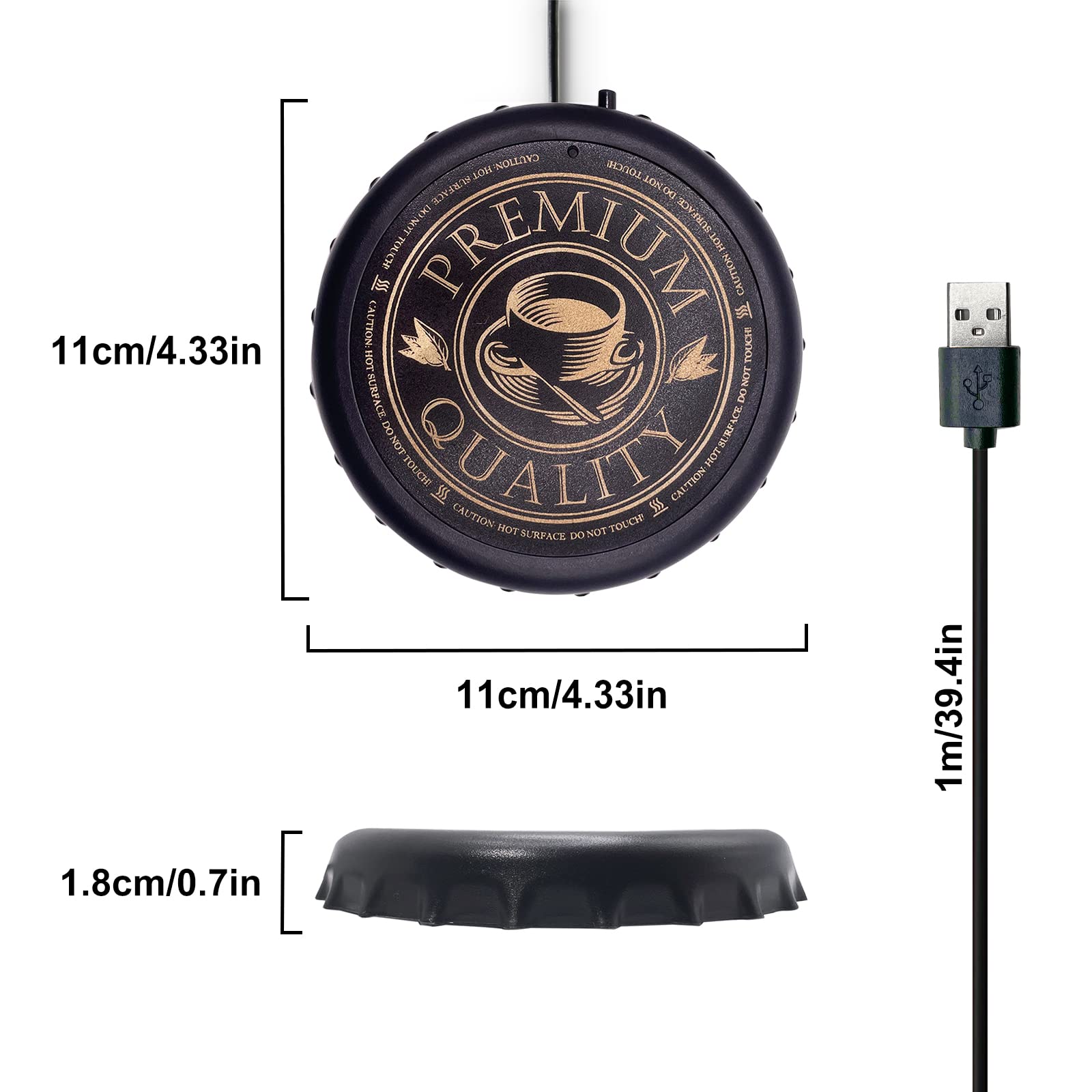 Podgrzewacz do filiżanek USB, korek do butelek, podgrzewacz do kawy, podstawka z termostatem, automatyczne wyłączanie, zabezpieczenie przed przegrzaniem, elektryczny podgrzewacz napojów USB do
