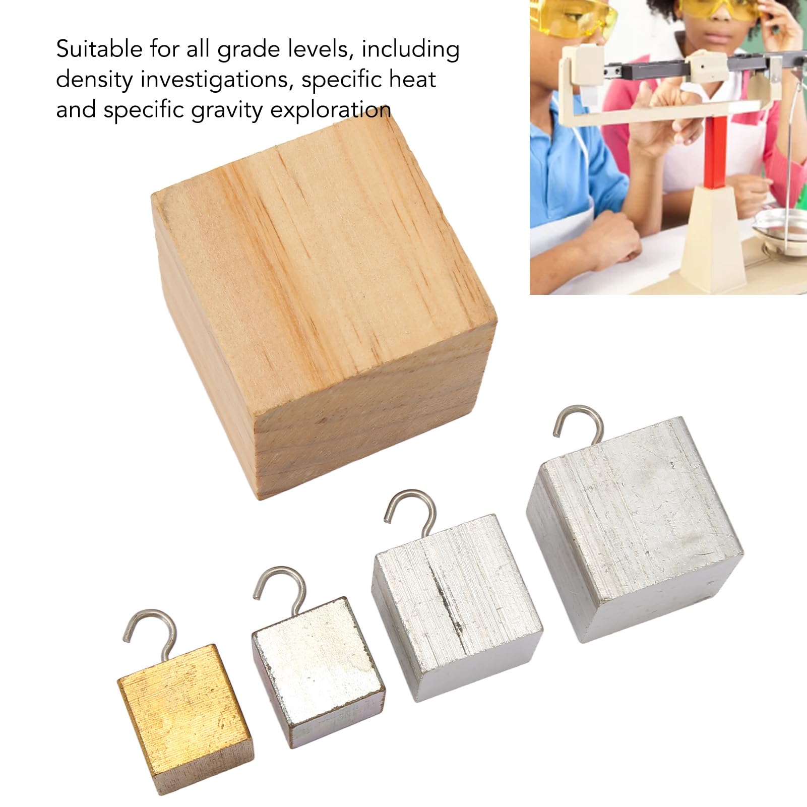 Set De 4 Cubes De Densité (cuivre, Aluminium, Acier, Bois) 2x2x2 Cm - Pour Expériences, Enseignement Ou Collection - Avec étui De Rangement