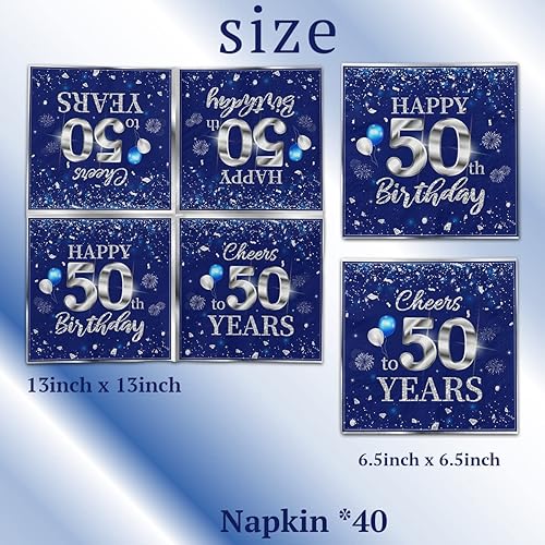 Miniatura 10 de 40 servilletas de cumpleaños número 50, decoraciones de fiesta para mujeres de 50 años, corona de oro rosa, desechables, para cumpleaños, bebidas,