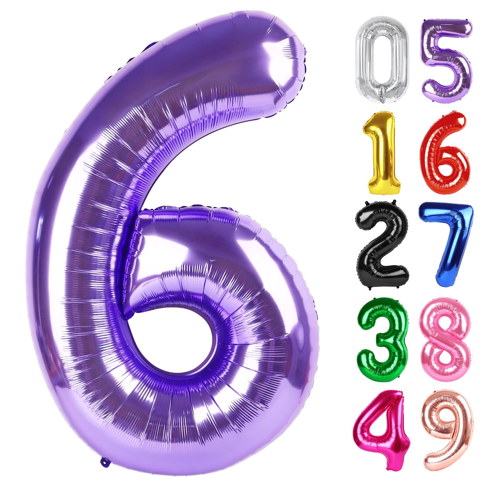 Purple Number 6 Balloon 40 Inch, 6th Birthday Party Decorations Men Women
