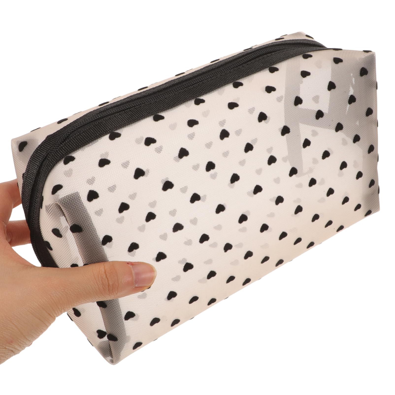 6 Stck Teiliges Set Herz Make Up Taschen aus Mesh für Tragbare Kosmetiktaschen mit Reißverschluss für Reisen und Aufbewahrung von Make Up und Lippenstiften