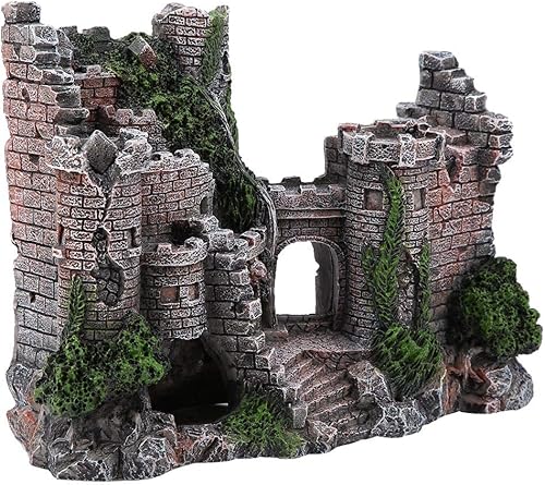 Sluffs Casa de resina de simulación Decoración de ornamento de acuario de pecera, pecera Paisajismo Castillo Simulación Peces y camarones Camarones