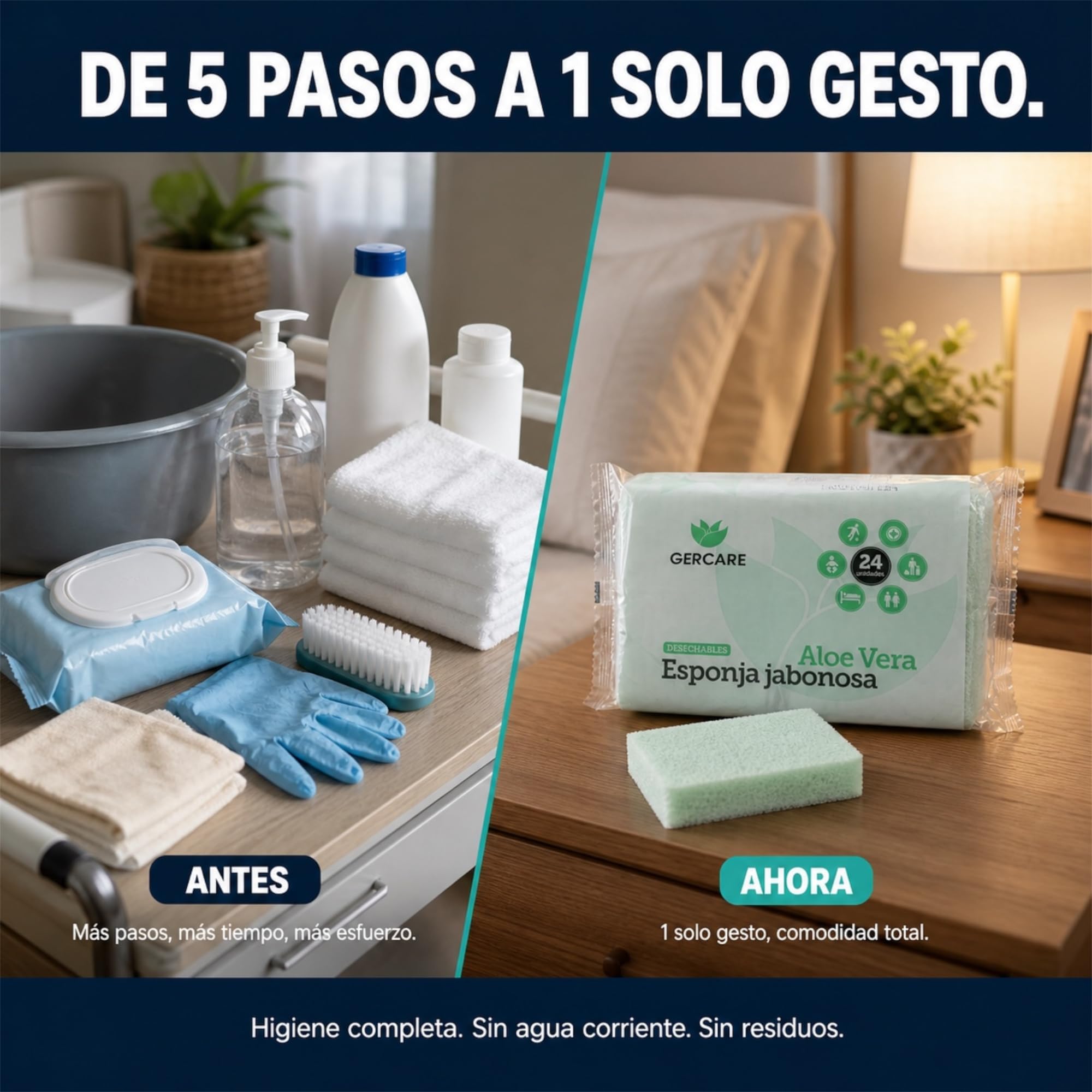 Esponjas Jabonosas Desechables 25 paquetes de 24ud. Apto para Bebés Niños Adultos Pacientes Encamados. Esponjas Jabonosas Aloe Vera. Limpieza e Hidratación Efectiva