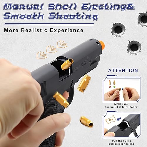 Miniatura 8 de EagleGrove Pistola de juguete de bala suave para niños con 50 balas de espuma, juguete de expulsión de conchas, pistolas de espuma - Modelo