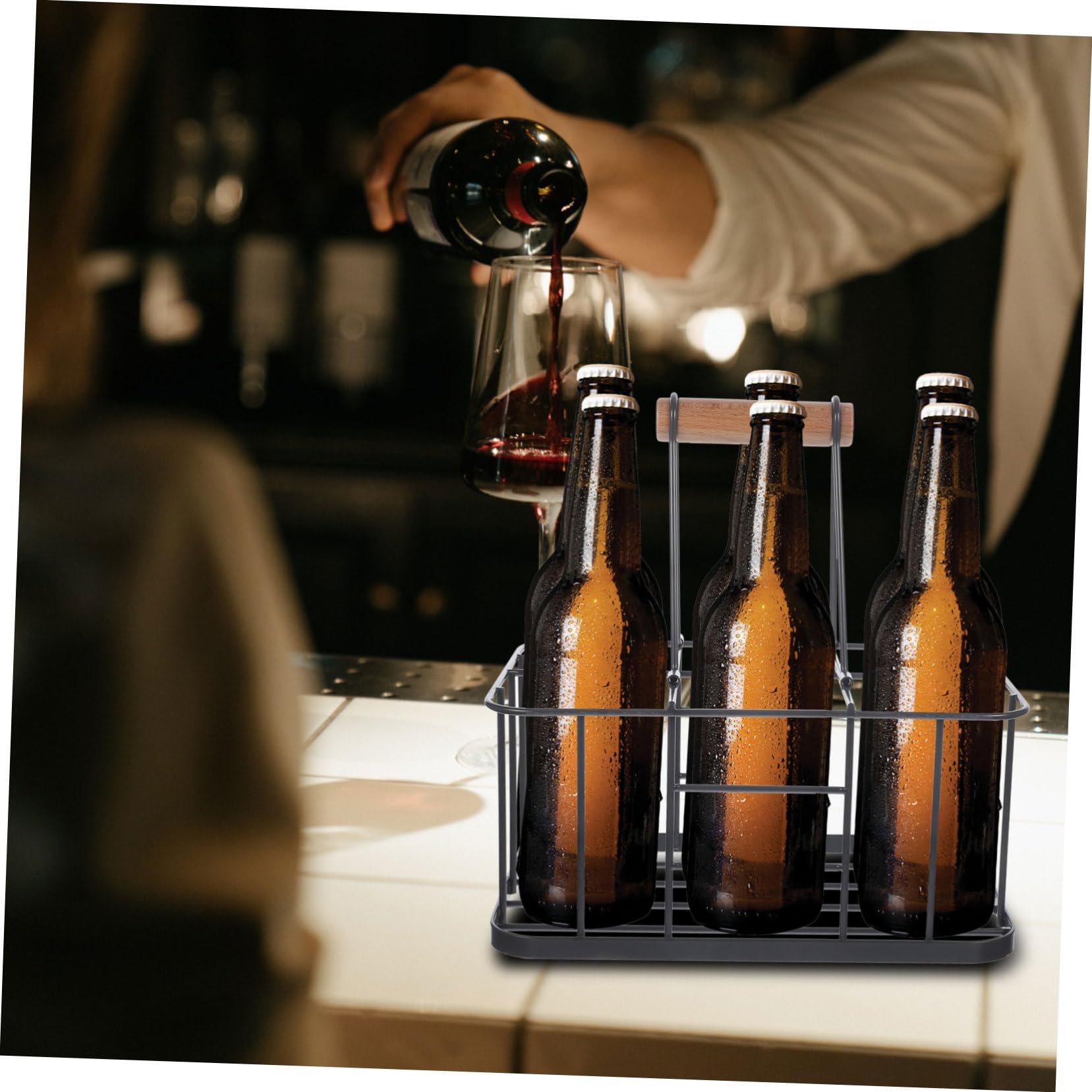 Cabilock 1 Pc Estante De Cerveza Portátil Organizador De Botellas Celebración De Cerveza Condimento De Alambre Encimera Canasta De Cerveza Alimento Viajar Alambres Metalicos Familiar Hierro