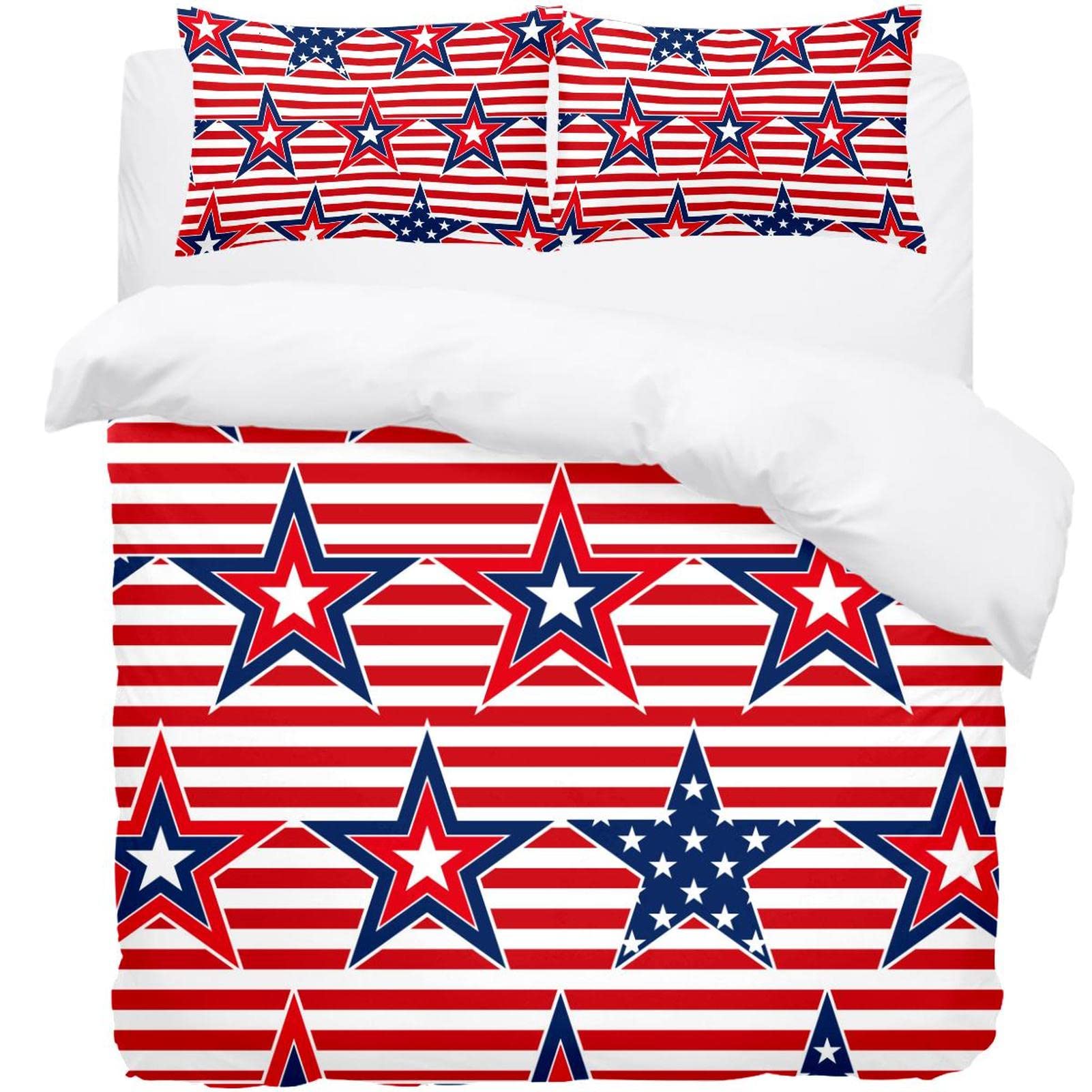 Housse de couette à rayures rouge et bleu pour une chambre style marin élégante