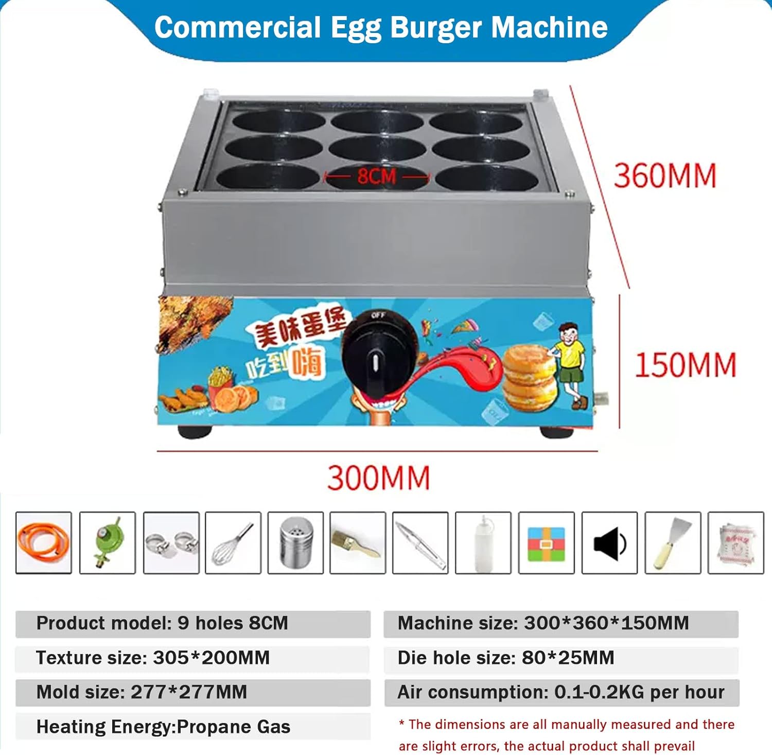 Egg Frying Pan Non-Stick Egg Propane Gas Pan with Hole Multi Aluminum Alloy Fried Egg Pan, Gas Egg Cooker for Hard Boiled Eggs, Poached Eggs, Scrambled Eggs, Or Omelets,9hole-8cm