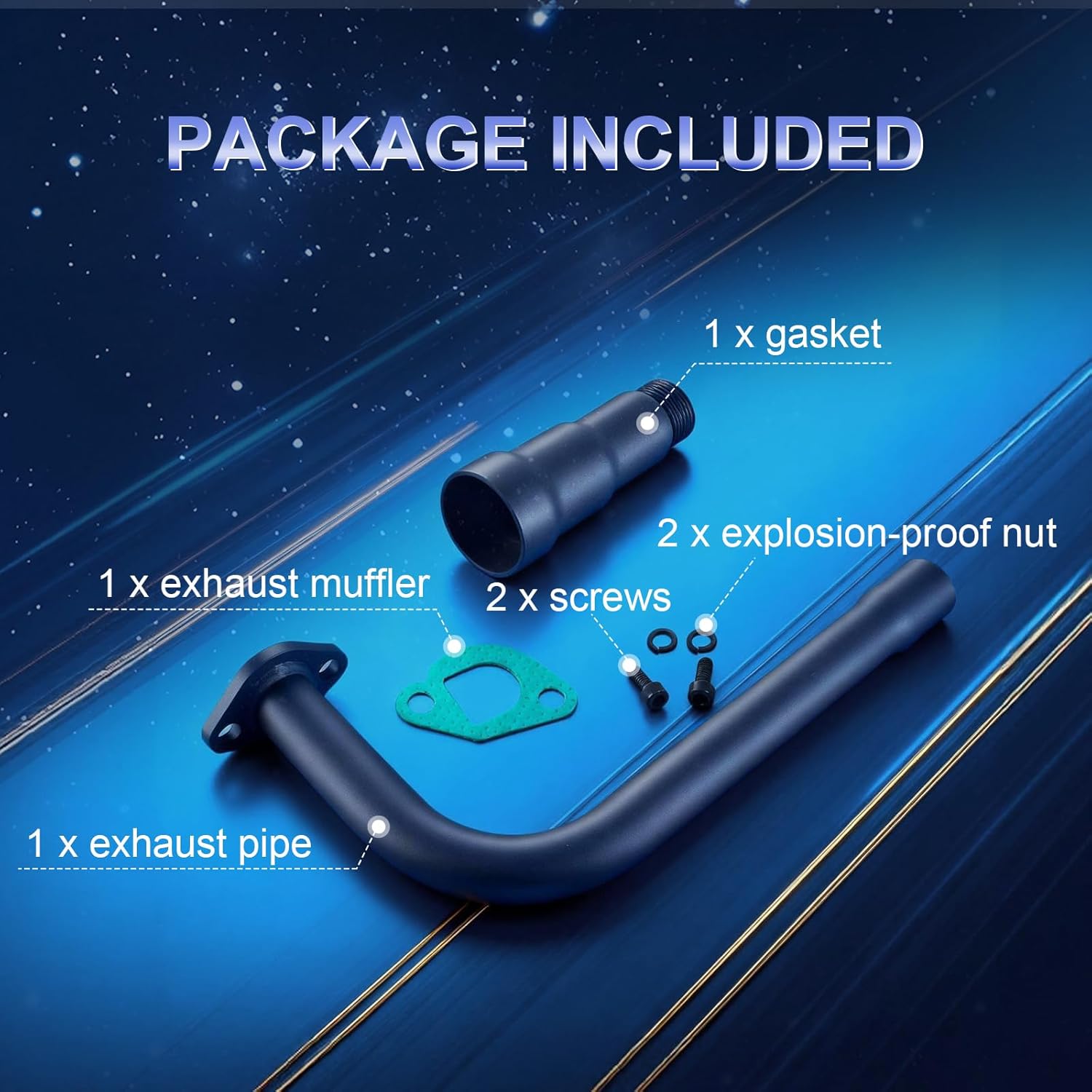 Black 3 Stage Exhaust Header Pipe,For Predator 212cc 196cc/6.5HP Go Kart and Gas Mini Bike,For Coleman Powersports CT200U BT200X CT200U-EX