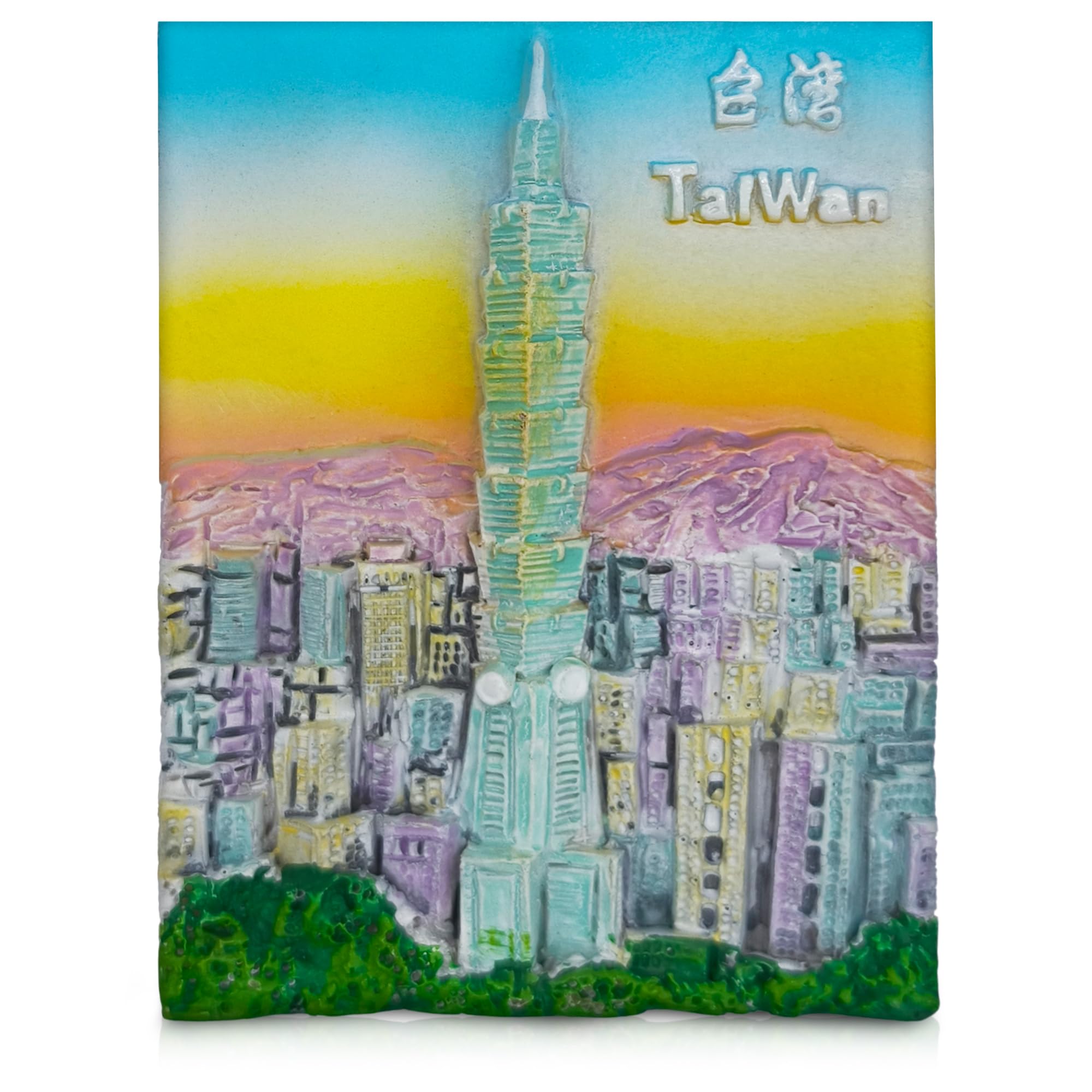 Maxi-Solutions Taiwan Taipei 101 Skyline 3D Souvenir Fridge Magnet - Iconic City Landmark Design - Hand-Painted Resin Refrigerator Magnet - 5.4Cm X 7.2Cm