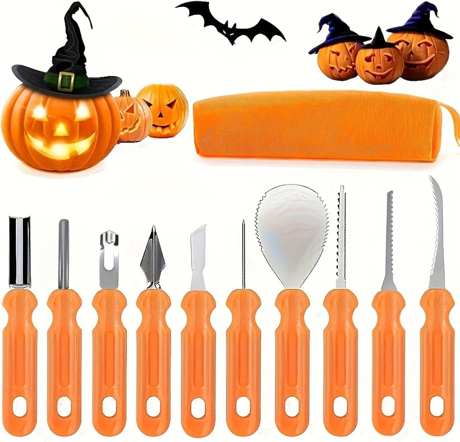 11pcs/Set Of Stainless Steel Pumpkin Carving Tools DIYHalloween Hand Knife(2set)