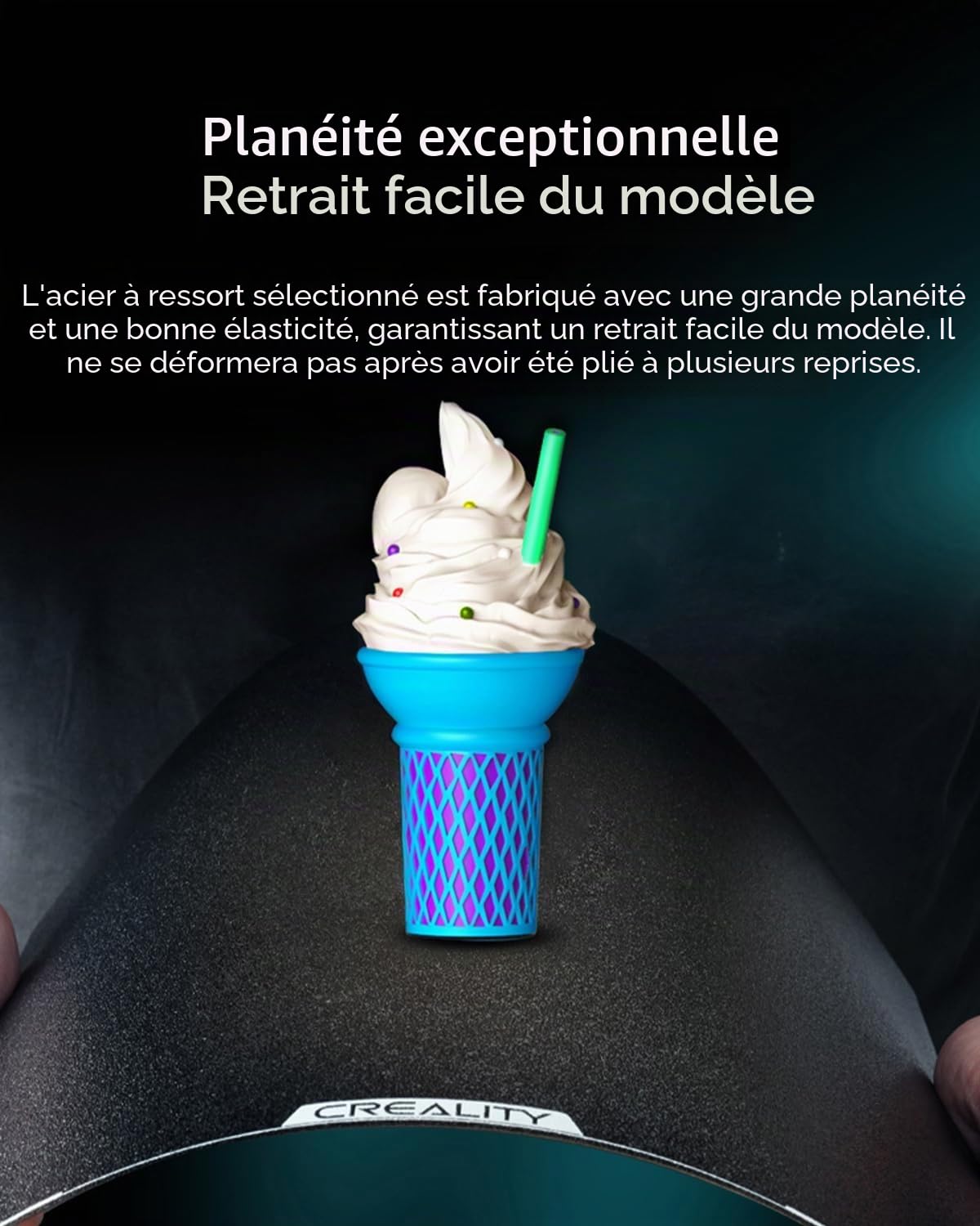 Creality Officielle K2 Plus Texturée PEI Plaque 370x370 mm, Plaque Magnétique Flexible Amovible en Acier à Ressort pour K2 Plus Imprimante 3D