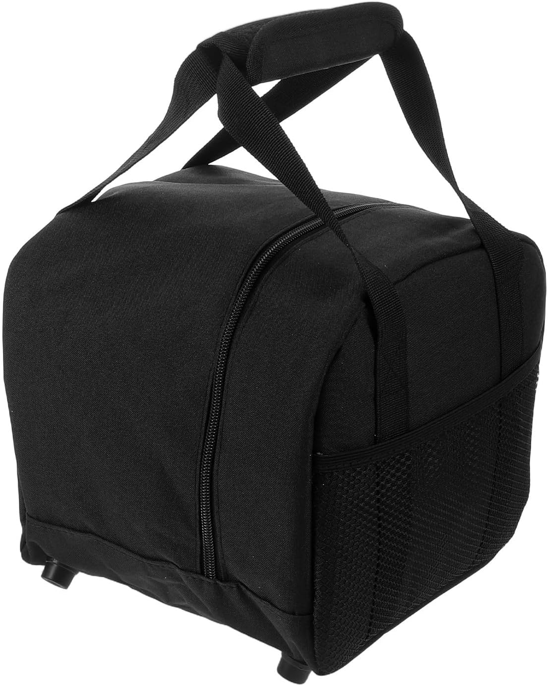 Black Oxford Cloth Bowling Ball Tote Bag with Handle for Tournaments | Single-ball Organizer Pouch, Multiple Internal Compartments, Lightweight Build, Easy-clean Surface, Portable for Parties