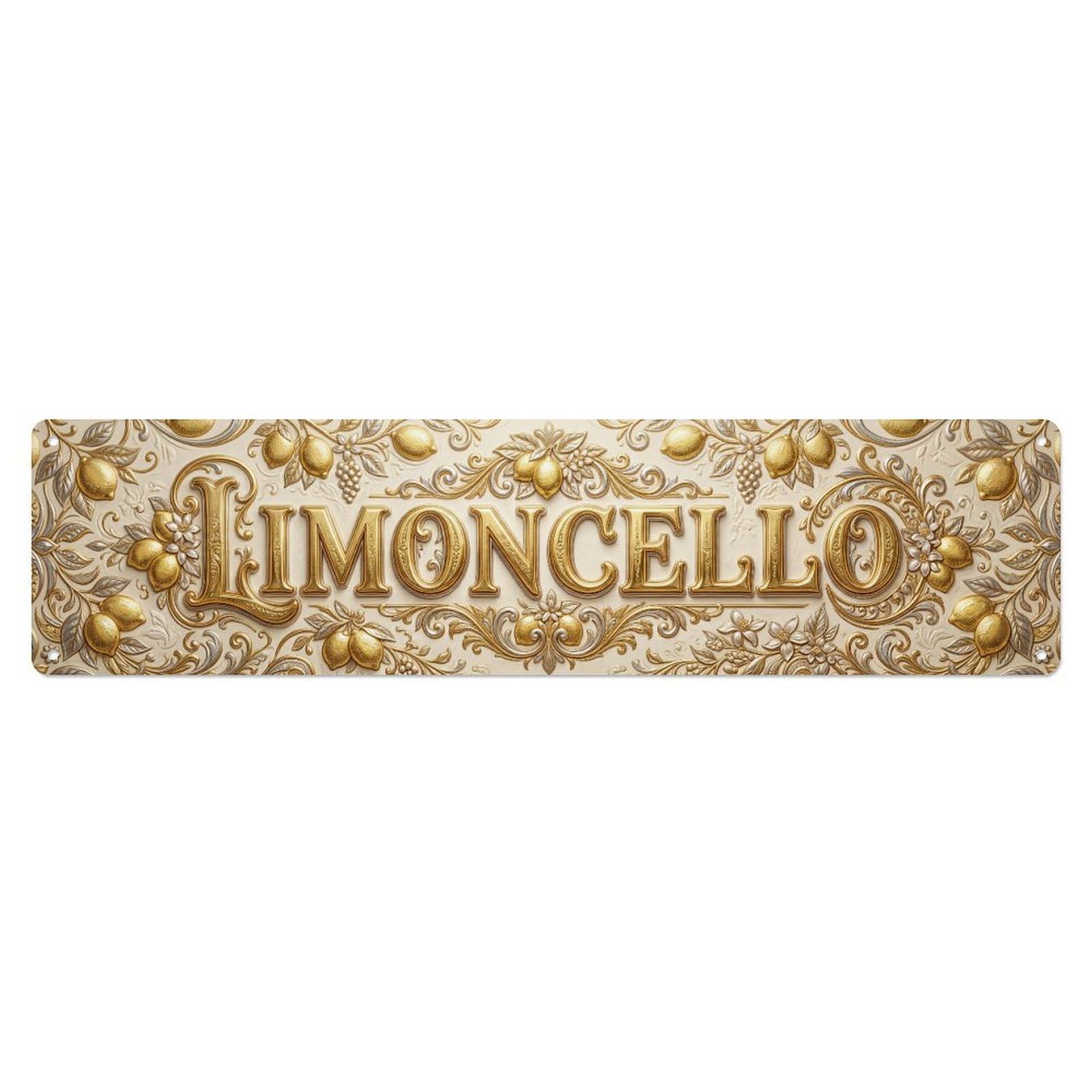Limoncello Pressed Foil Liqueur Metal Tin Skinny Sign Plaque Wall Decor for Cafe, Club Bar, Office, Home Garden Metal Poster 4x16Inch
