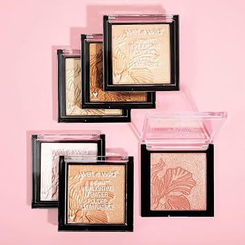 wet n wild MegaGlo Highlighting Powder, Highlighter Makeup, Shimmer Glow, Pink Rose Gold Bloom Time
