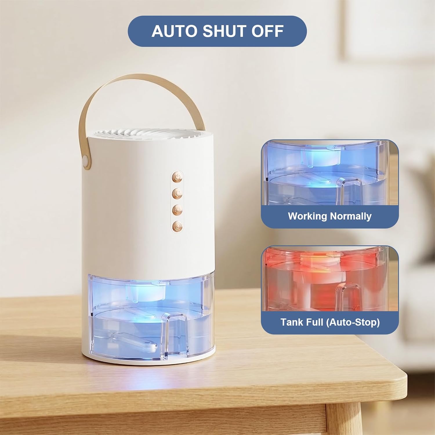 Dehumidifier, 44 OZ Small Dehumidifiers for Home, Bedroom, Bathroom, Fresh Air with Negative Ions & Auto Shut Off, 7 Colors Light & 3 Timer Options, Portable Dehumidifiers for Closet RV