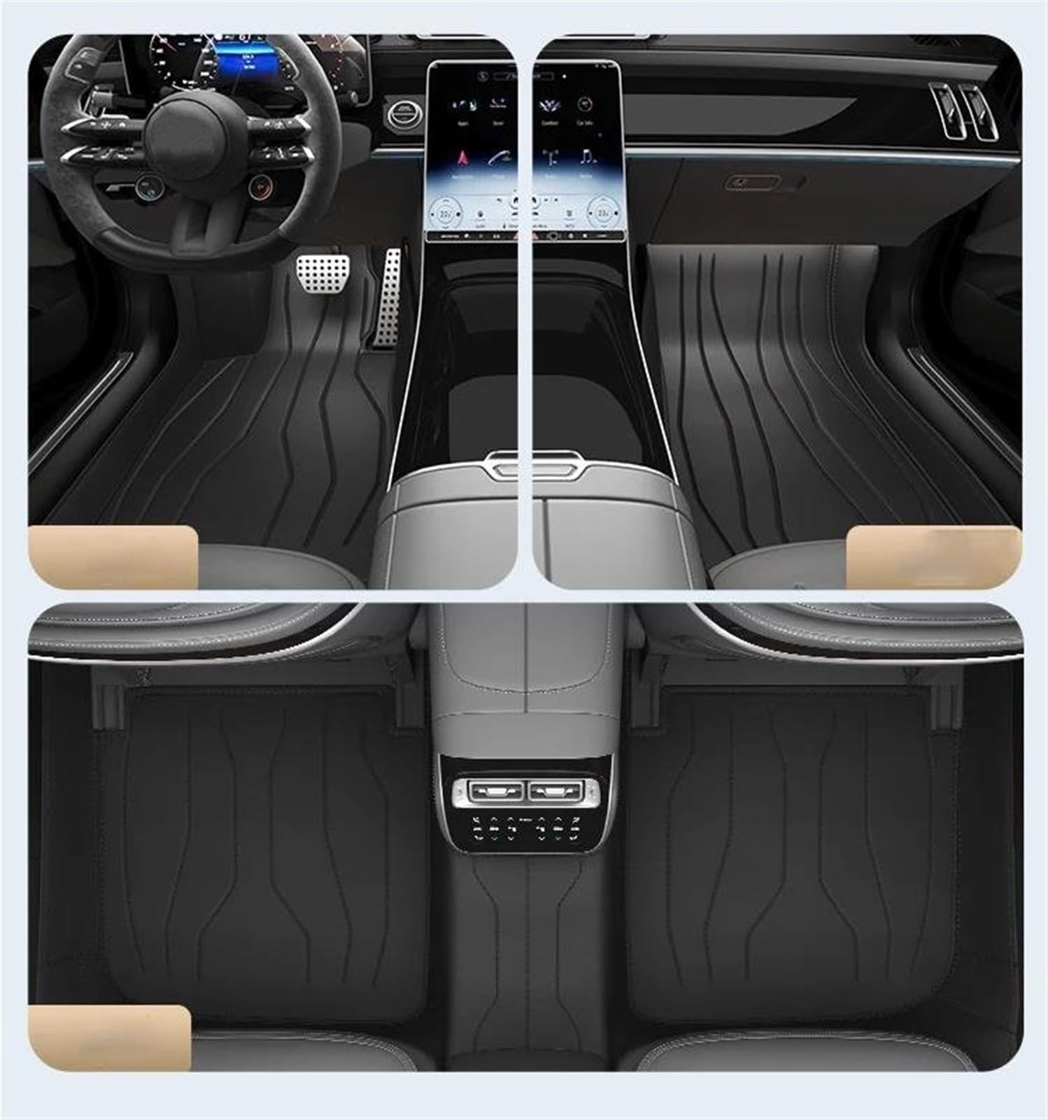 Tapis de sol antidérapants pour BMW E39 imperméables en cuir - 7