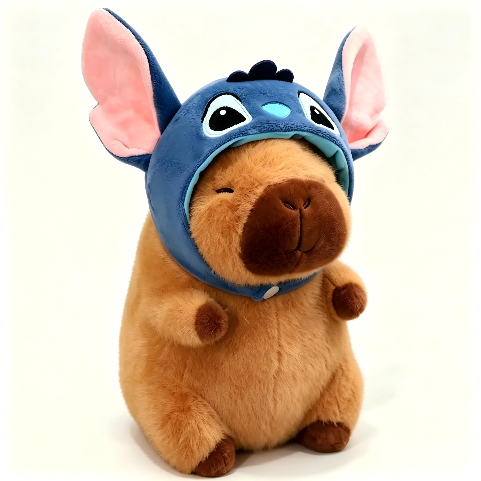 Scratch Art Adorable Soft Capybara Plush Toy - Kawaii Stuffed Capybara Gift ，Comes With a Detachable Hat for Kids & Adults Home Decor (Bunny Ears)
