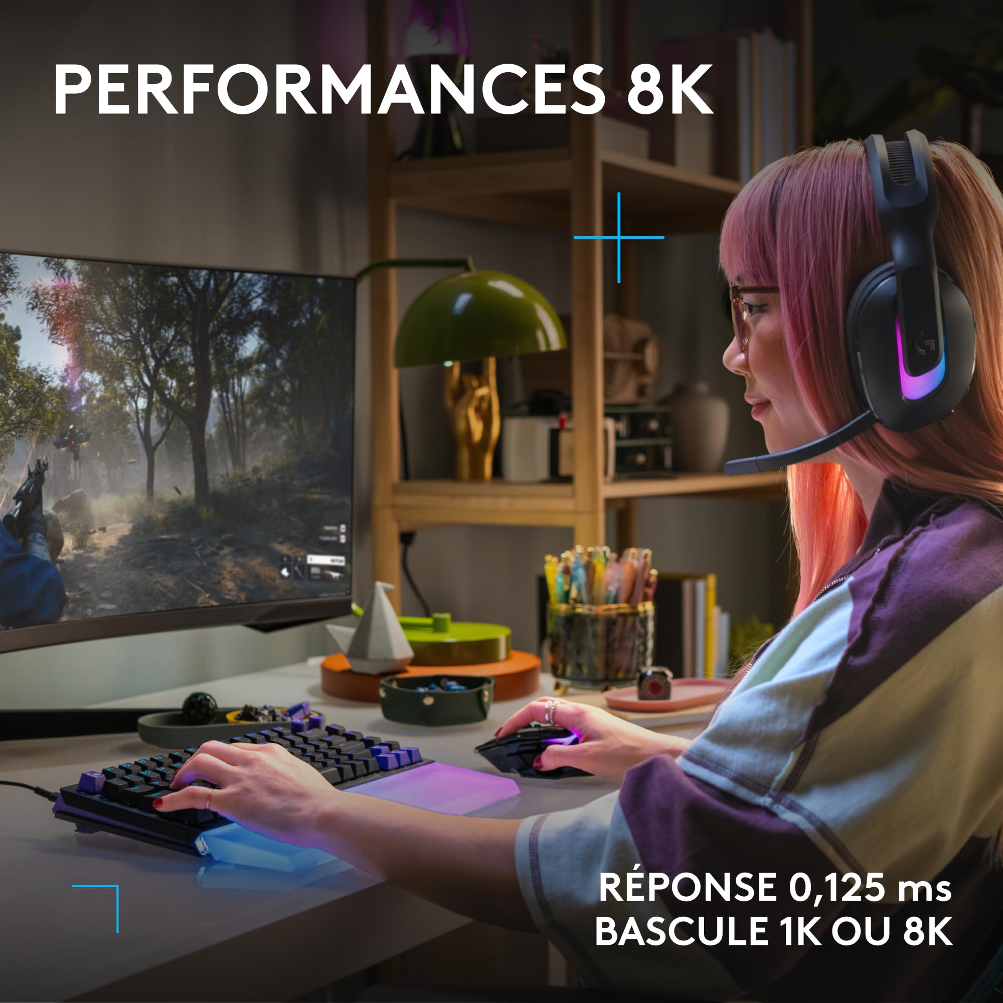 Logitech G G512 X 98 Dual Swap, Clavier Gaming TMR analogique/mécanique à switchs échangeables, taux d'interrogation 8K, déclenchement Rapide, RVB LIGHTSYNC, Filaire, PC, Mac, Français AZERTY - Noir