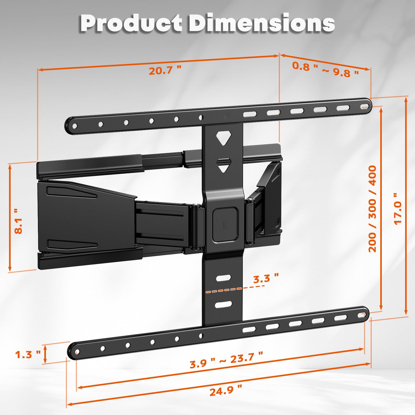 TV Wandhalterung für 43–90 Zoll Fernseher bis 50kg | Ultra-Slim Wandhalterung Fernseher Schwenkbar Neigbar TV Halterung mit 1,96cm Wandabstand,Kabelmanagement Max VESA 600x400mm