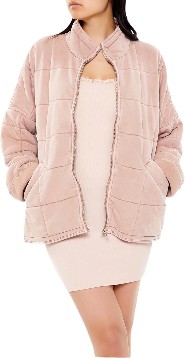 Forever 21 womens Quilted Zip-up Jacket
