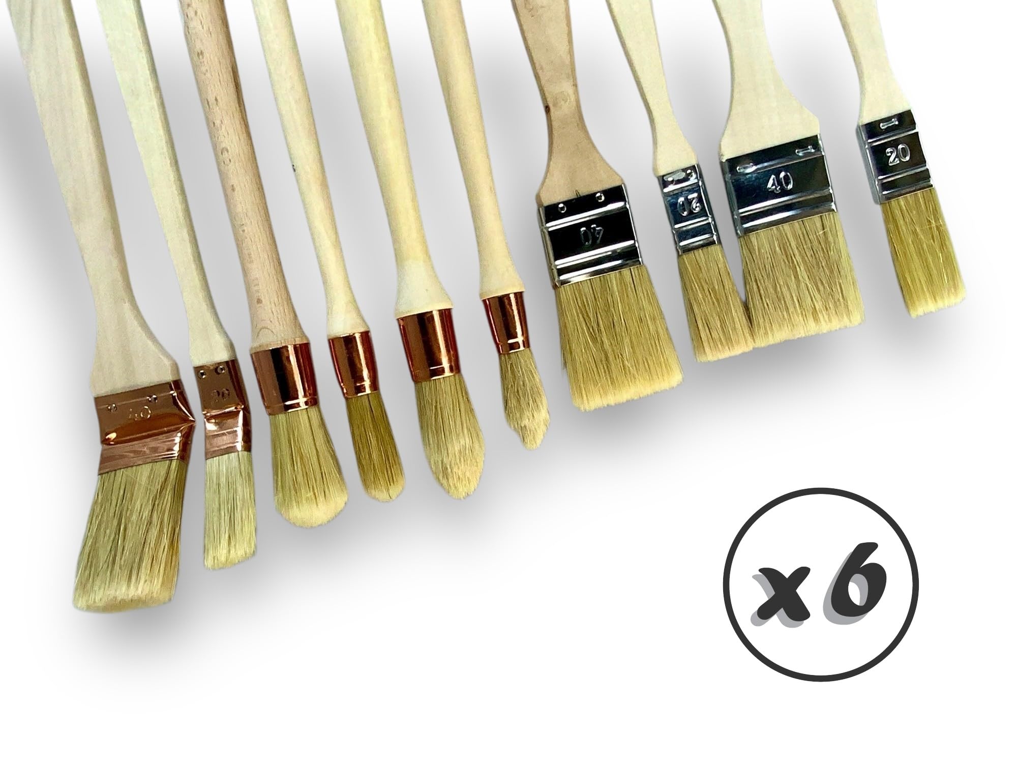 Lot de 60 Pinceaux de Peinture | Pinceaux Plats, Radiateurs, Pouce et Rechampir | 20/40 mm | Set Complet pour Travaux, Rénovation, Bricolage, Acrylique, Vernis et Enduits | PINC60