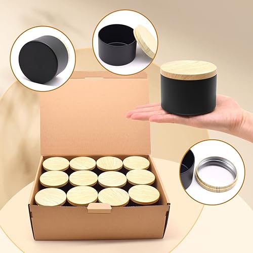 Miniatura 60 de Latas para velas de 16 onzas, paquete de 12 frascos de metal de alta calidad de 16 onzas con tapas para hacer velas, contenedores de velas vacíos a