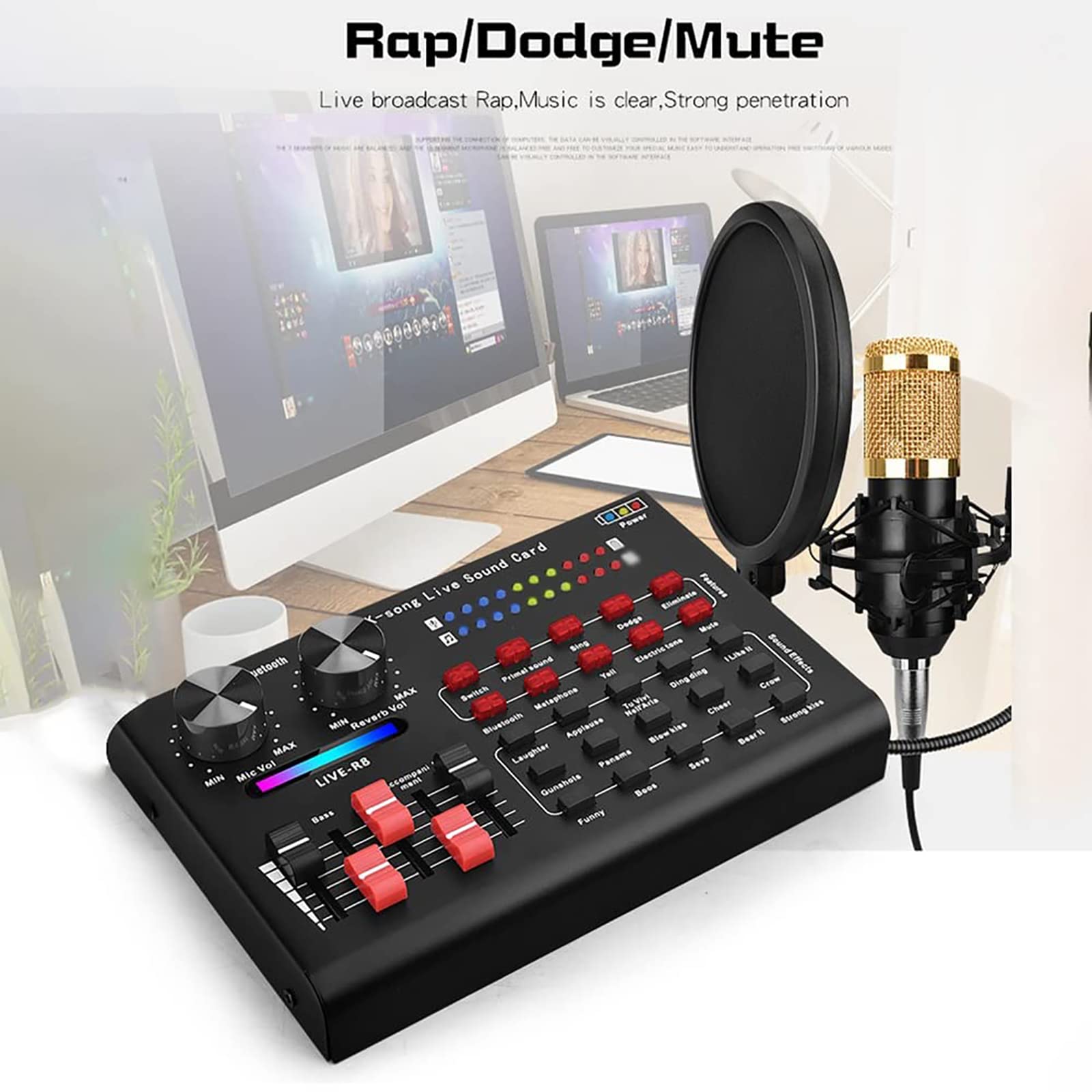 Scheda Audio Dal Vivo, Mixer Audio Per Effetti Sonori Multipli Con Cuffie, Regolazione Degli Alti E Dei Bassi, Ingresso Per L'accompagnamento, Per Feste Di Registrazione Professionali Palchi KTV