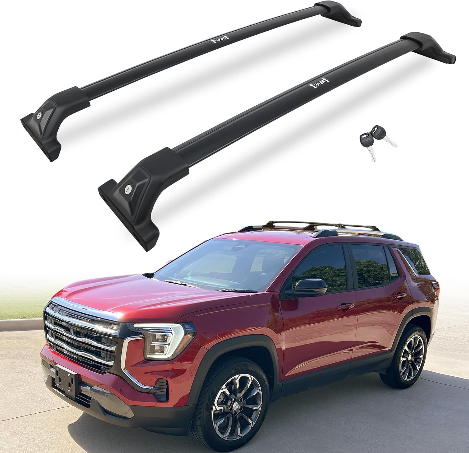 265LBS Lockable Cross Bars Roof Rack Fit for 2025 2026 GMC Terrain Aluminum Crossbars Cargo Bar Luggage Baggage Carrier Rooftop Accessories, for Storage Bag Kayak Canoe Bike