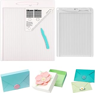2PCS 12x12inch and 6.4x8.5inch Scoring Board for Making Envelope/Envelope Box/Gift Box; Large Multi-Purpose Score Board with Bone Folder and Triangular Guide; Envelope Maker Scoring Tool