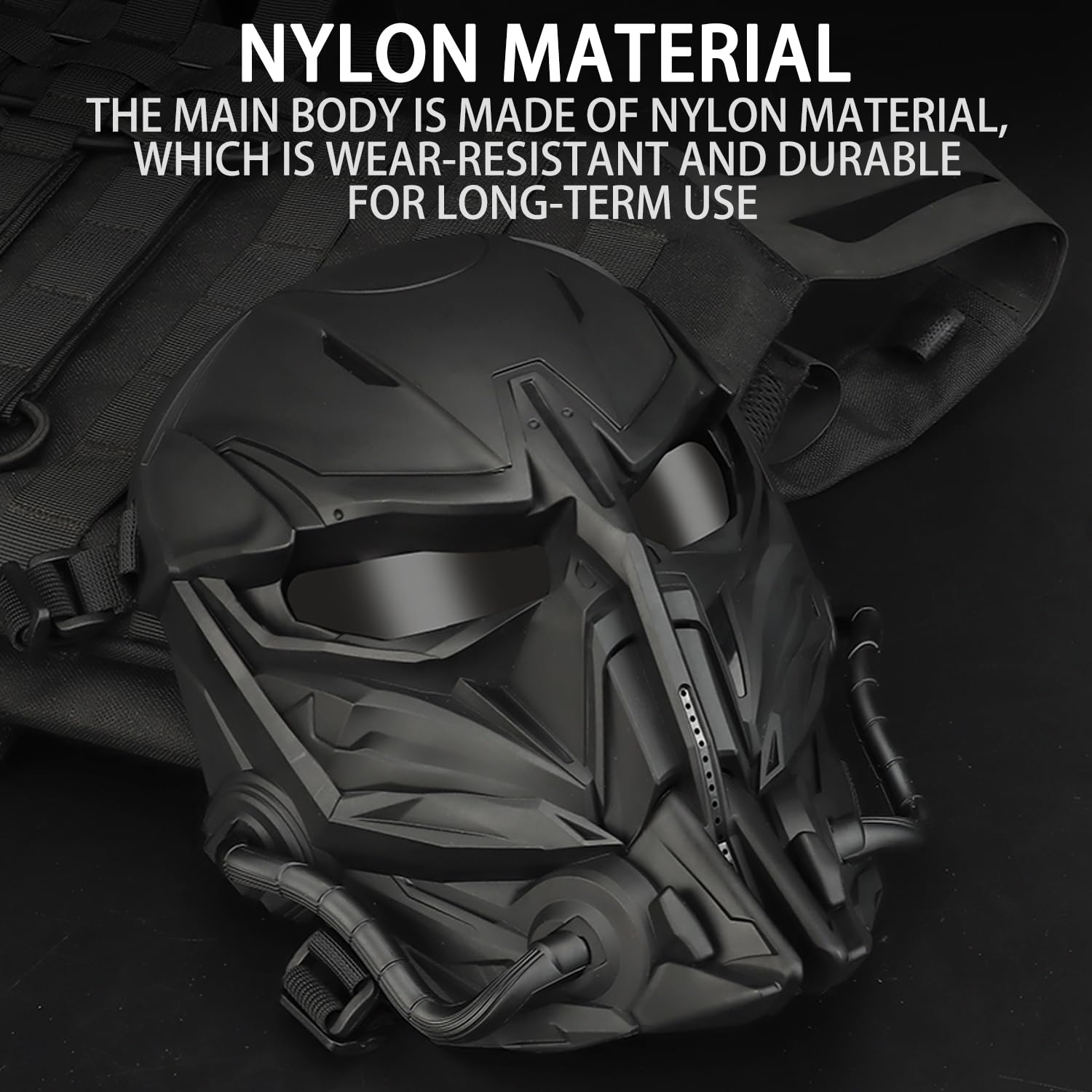 Maschera Airsoft Maschera integrale Alien Cosplay con occhiali per Halloween Cosplay Movie Props Paintball CS Gioco